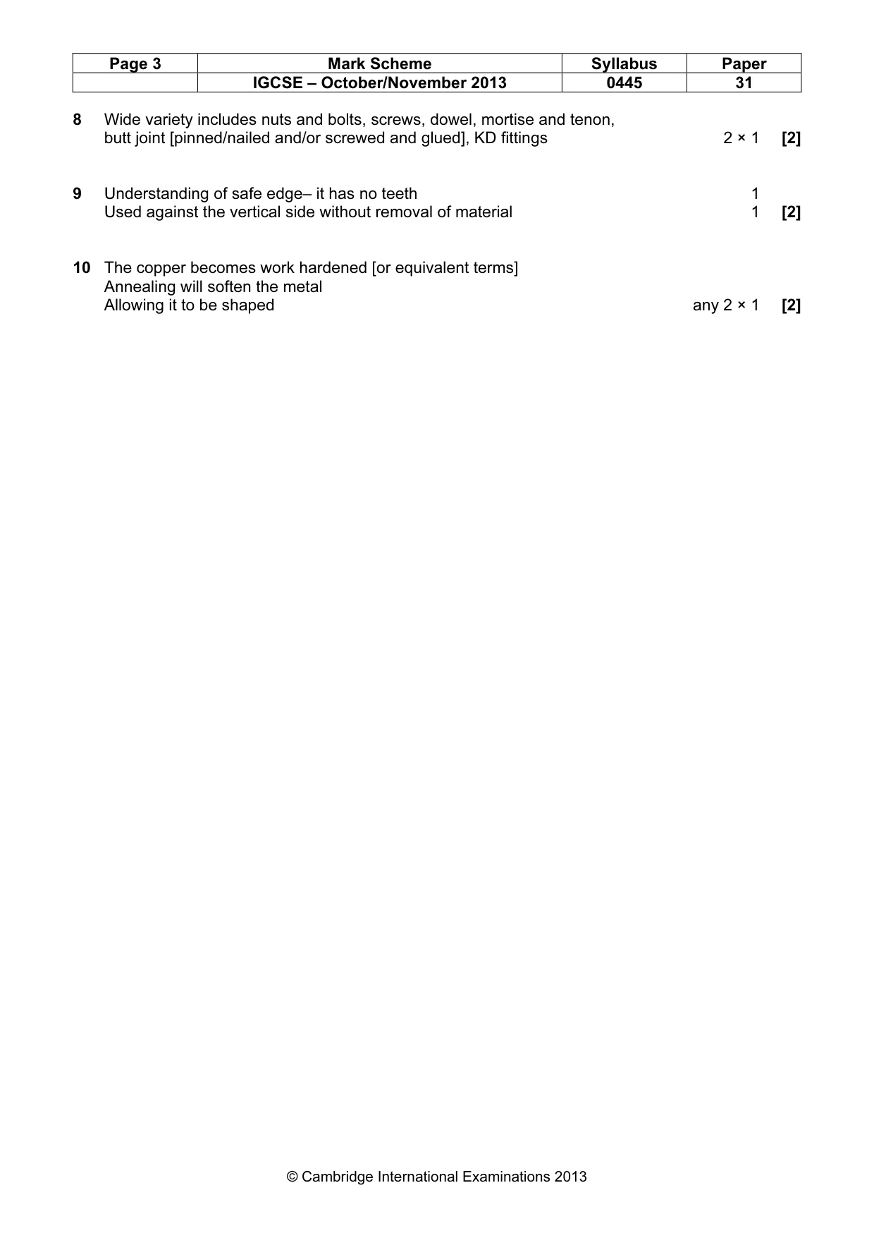 Mark scheme, page 3 of 6