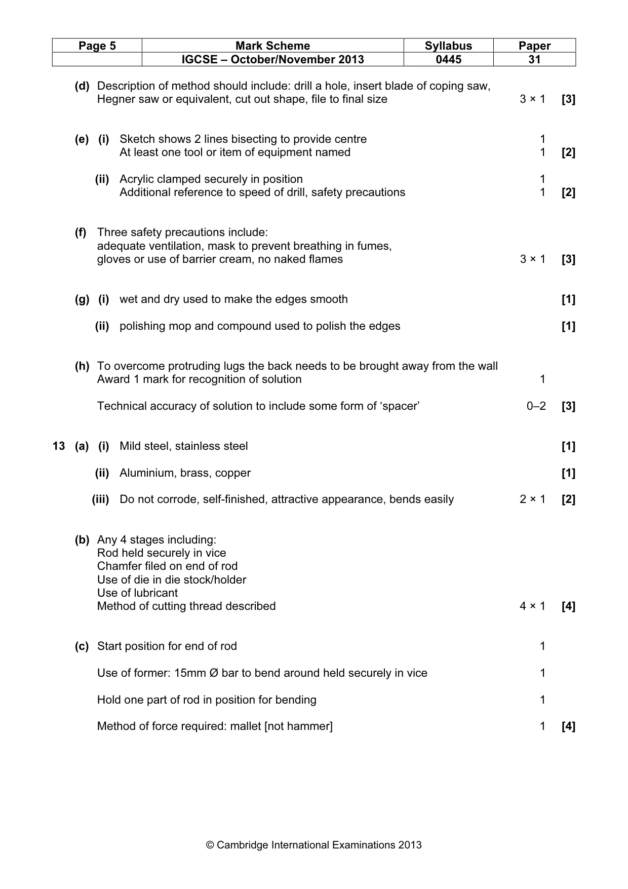 Mark scheme, page 5 of 6