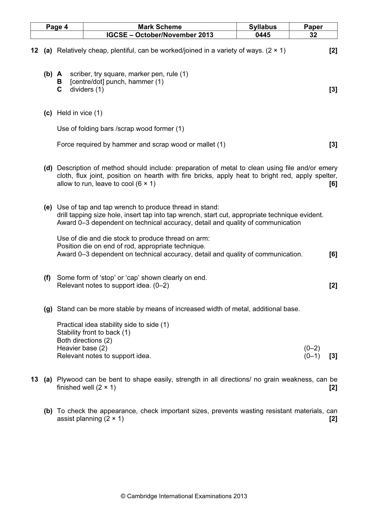 Mark scheme, page 4 of 5