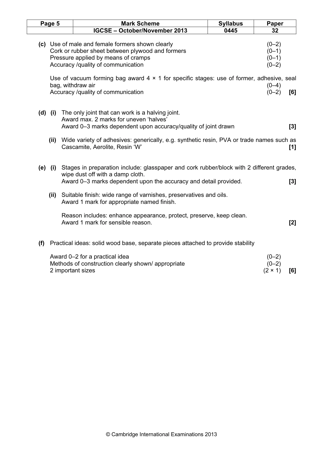 Mark scheme, page 5 of 5
