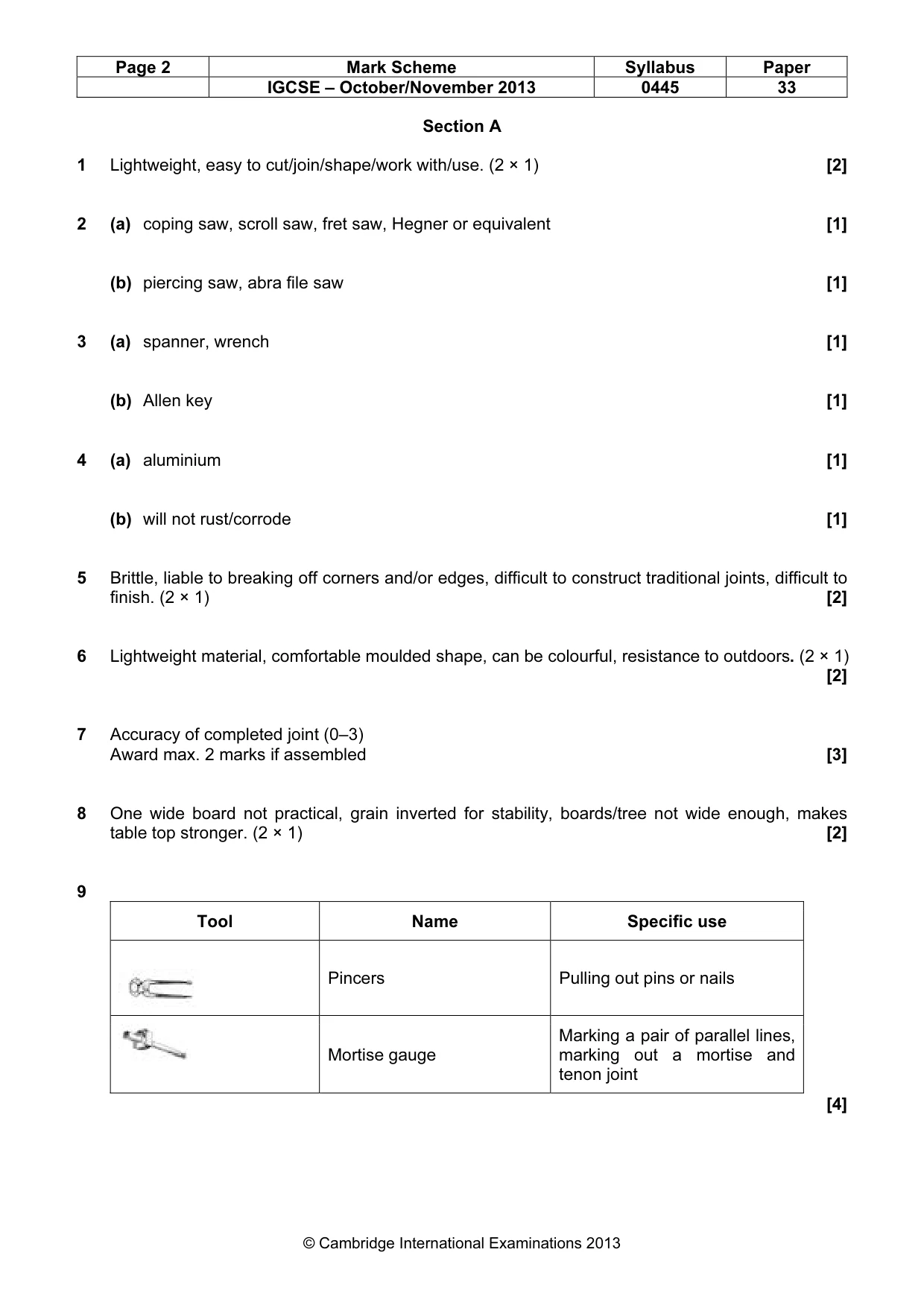 Mark scheme, page 2 of 5
