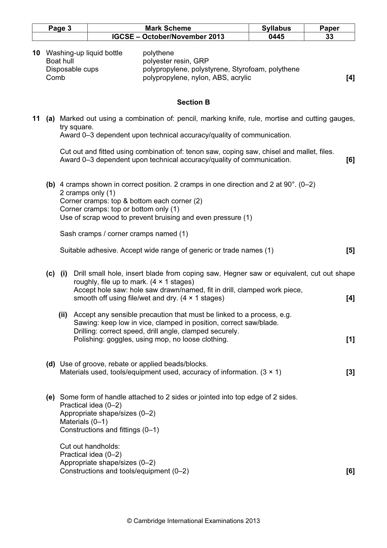 Mark scheme, page 3 of 5