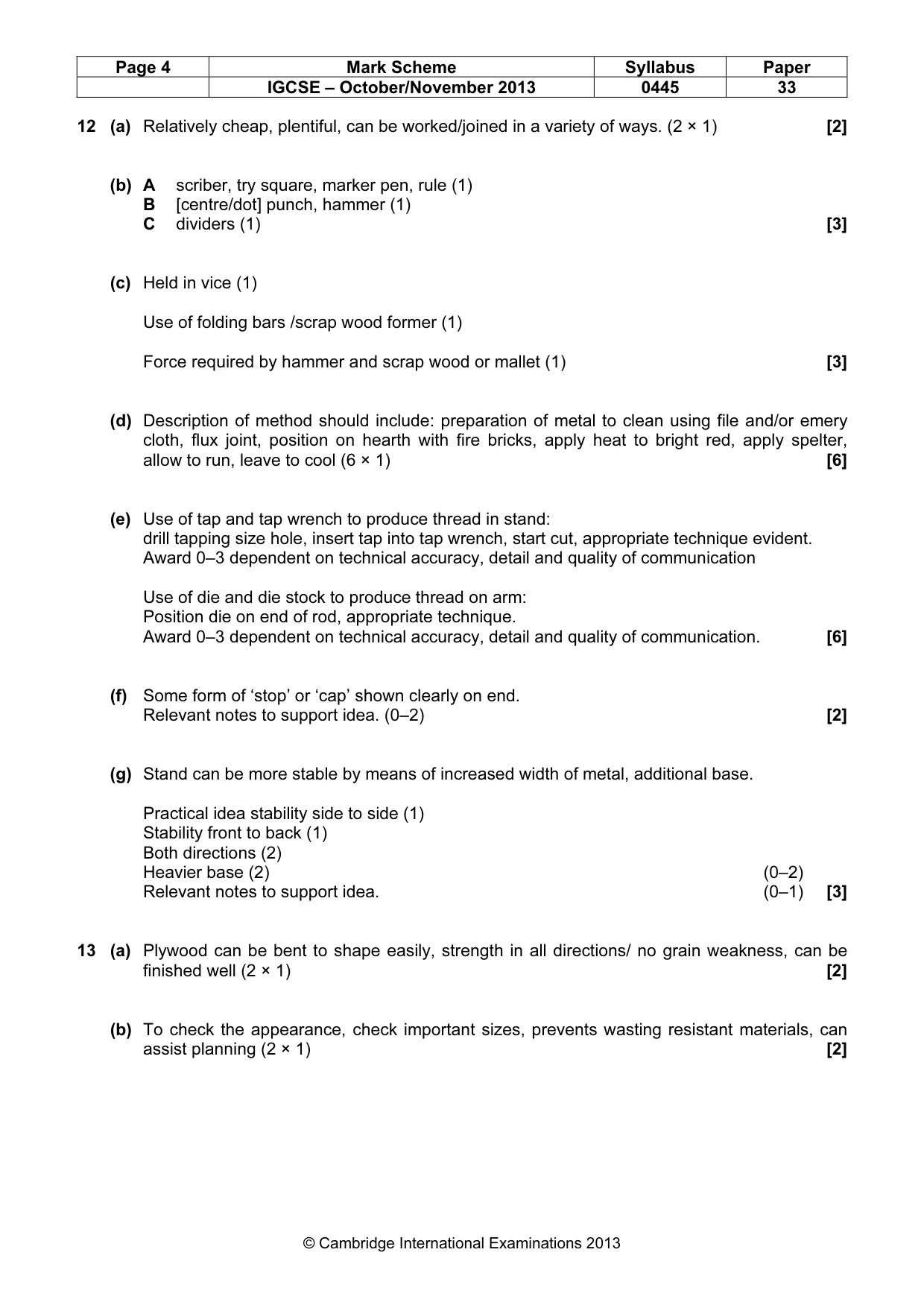 Mark scheme, page 4 of 5