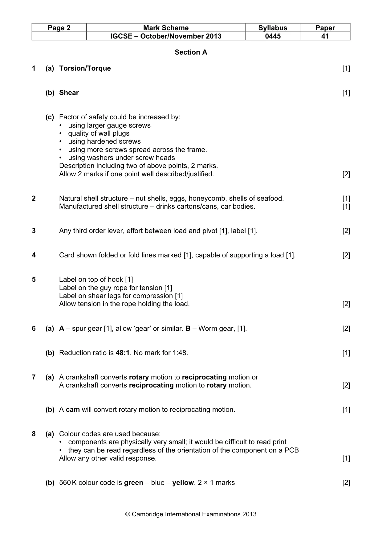 Mark scheme, page 2 of 8