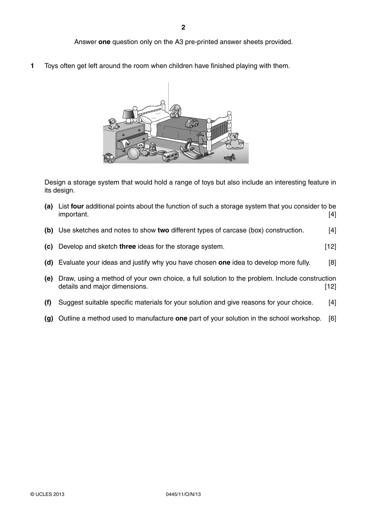 Cambridge IGCSE Design and Technology 0445 2013 Oct/Nov Paper 1 · Variant 1 question paper, page 2 of 4