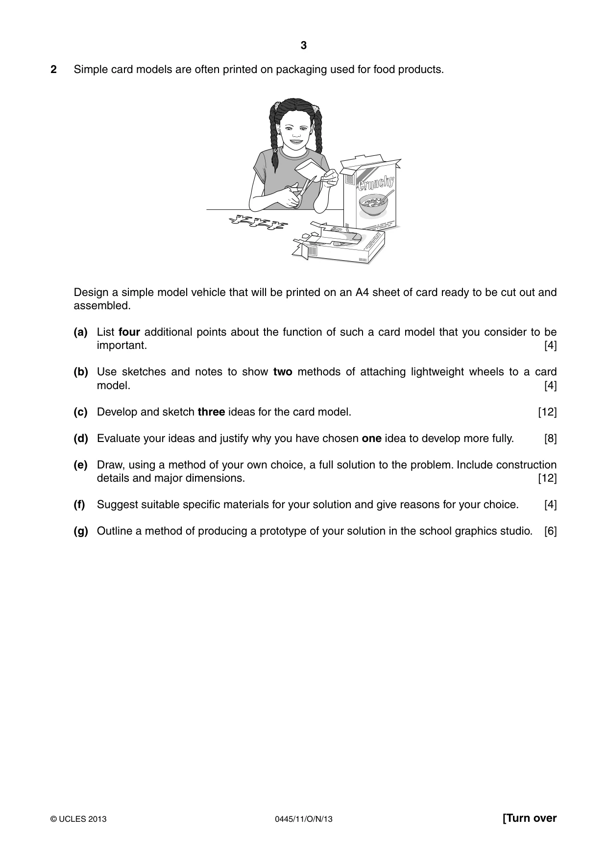 Cambridge IGCSE Design and Technology 0445 2013 Oct/Nov Paper 1 · Variant 1 question paper, page 3 of 4