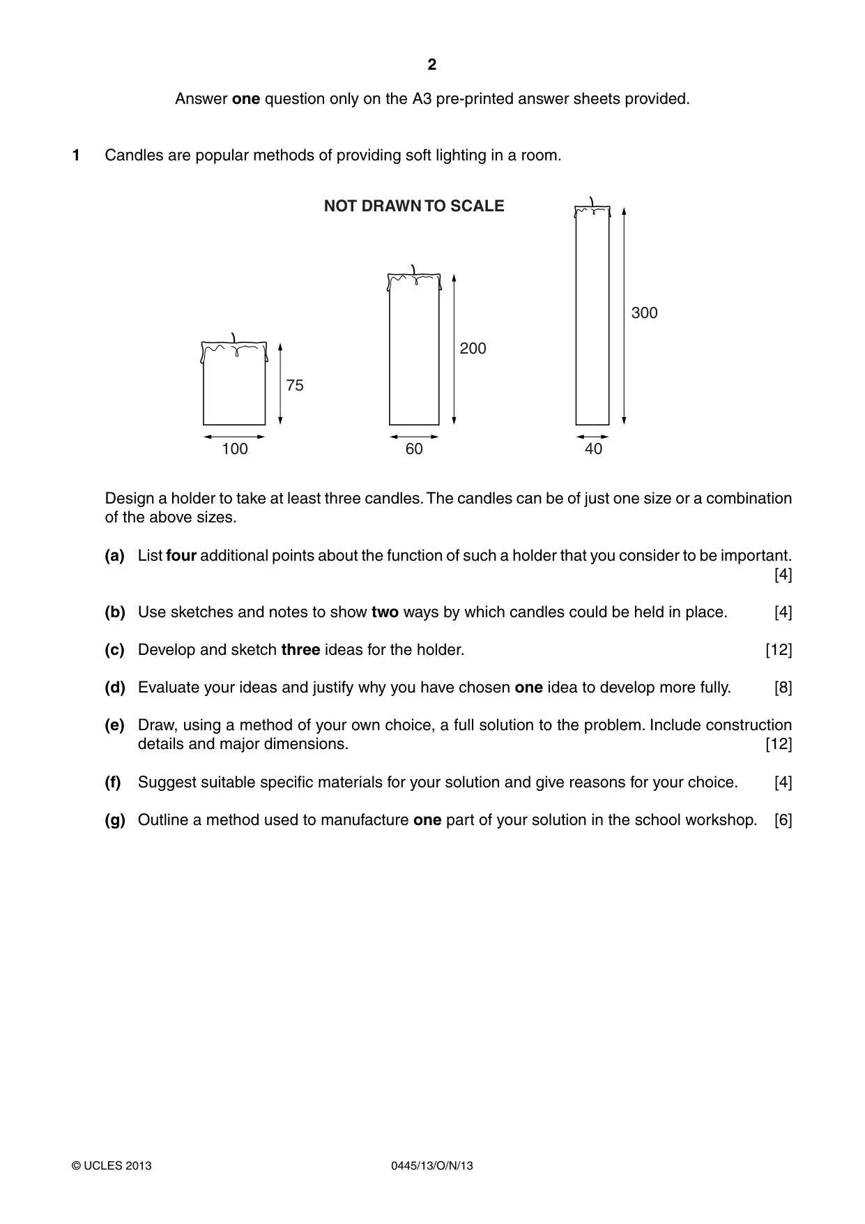 Cambridge IGCSE Design and Technology 0445 2013 Oct/Nov Paper 1 · Variant 3 question paper, page 2 of 4