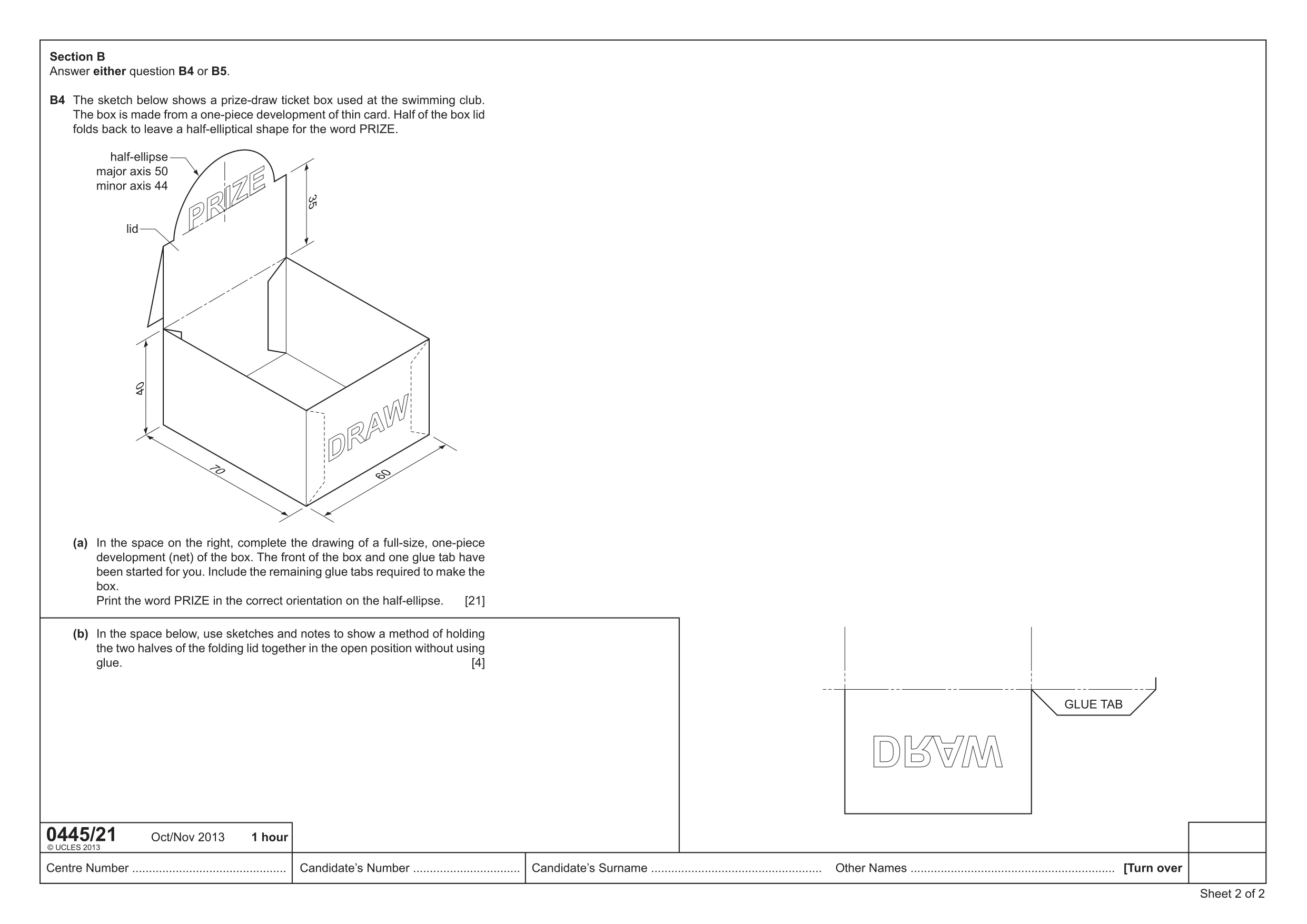 Cambridge IGCSE Design and Technology 0445 2013 Oct/Nov Paper 2 · Variant 1 question paper, page 3 of 4