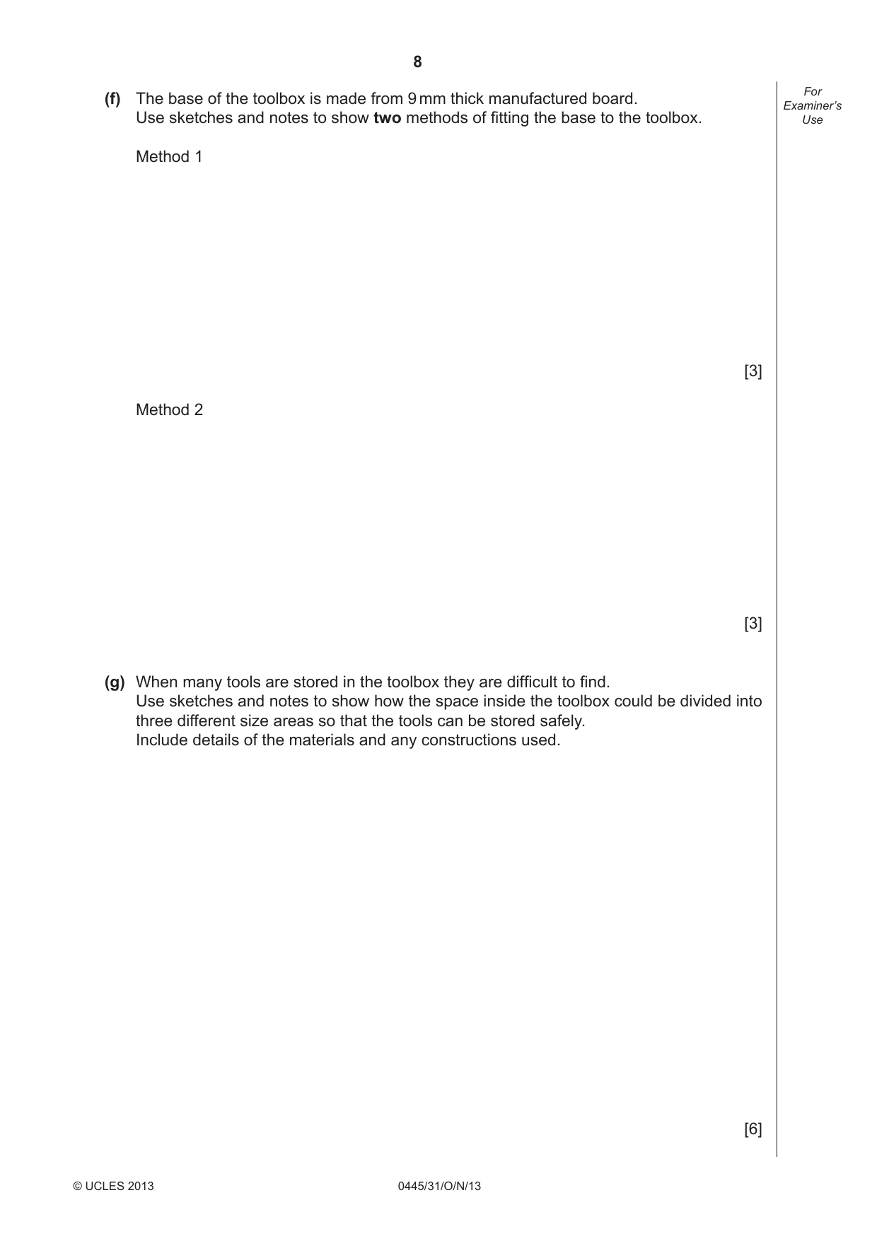 Cambridge IGCSE Design and Technology 0445 2013 Oct/Nov Paper 3 · Variant 1 question paper, page 8 of 16