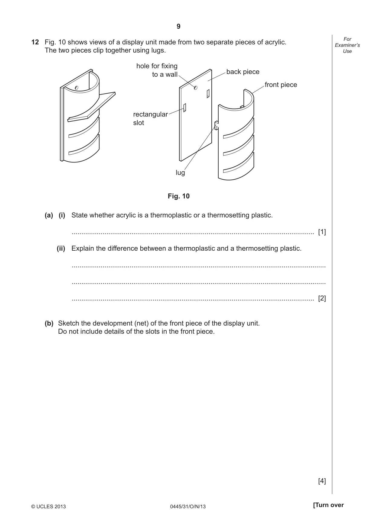Cambridge IGCSE Design and Technology 0445 2013 Oct/Nov Paper 3 · Variant 1 question paper, page 9 of 16