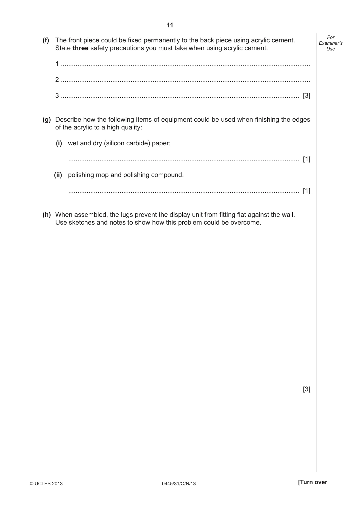 Cambridge IGCSE Design and Technology 0445 2013 Oct/Nov Paper 3 · Variant 1 question paper, page 11 of 16