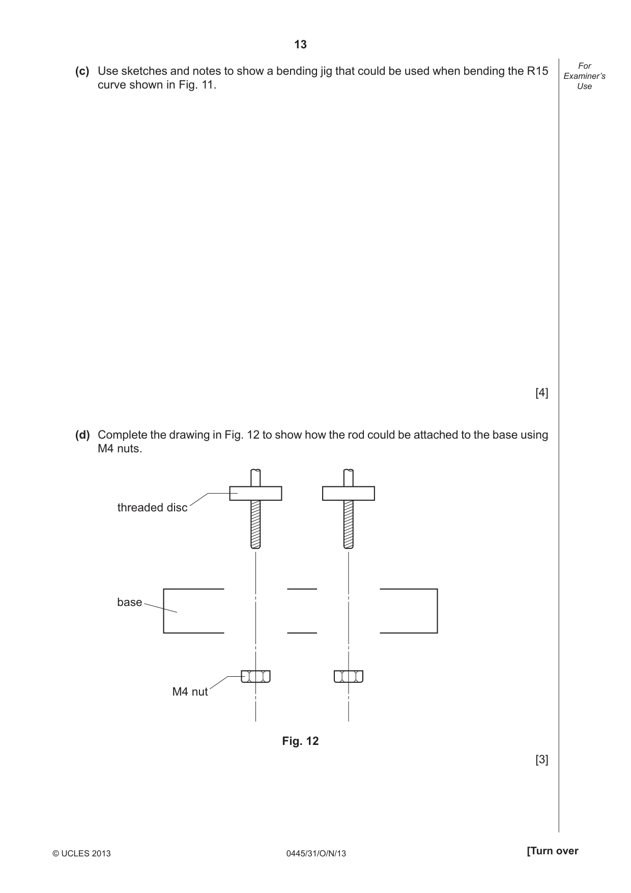 Cambridge IGCSE Design and Technology 0445 2013 Oct/Nov Paper 3 · Variant 1 question paper, page 13 of 16
