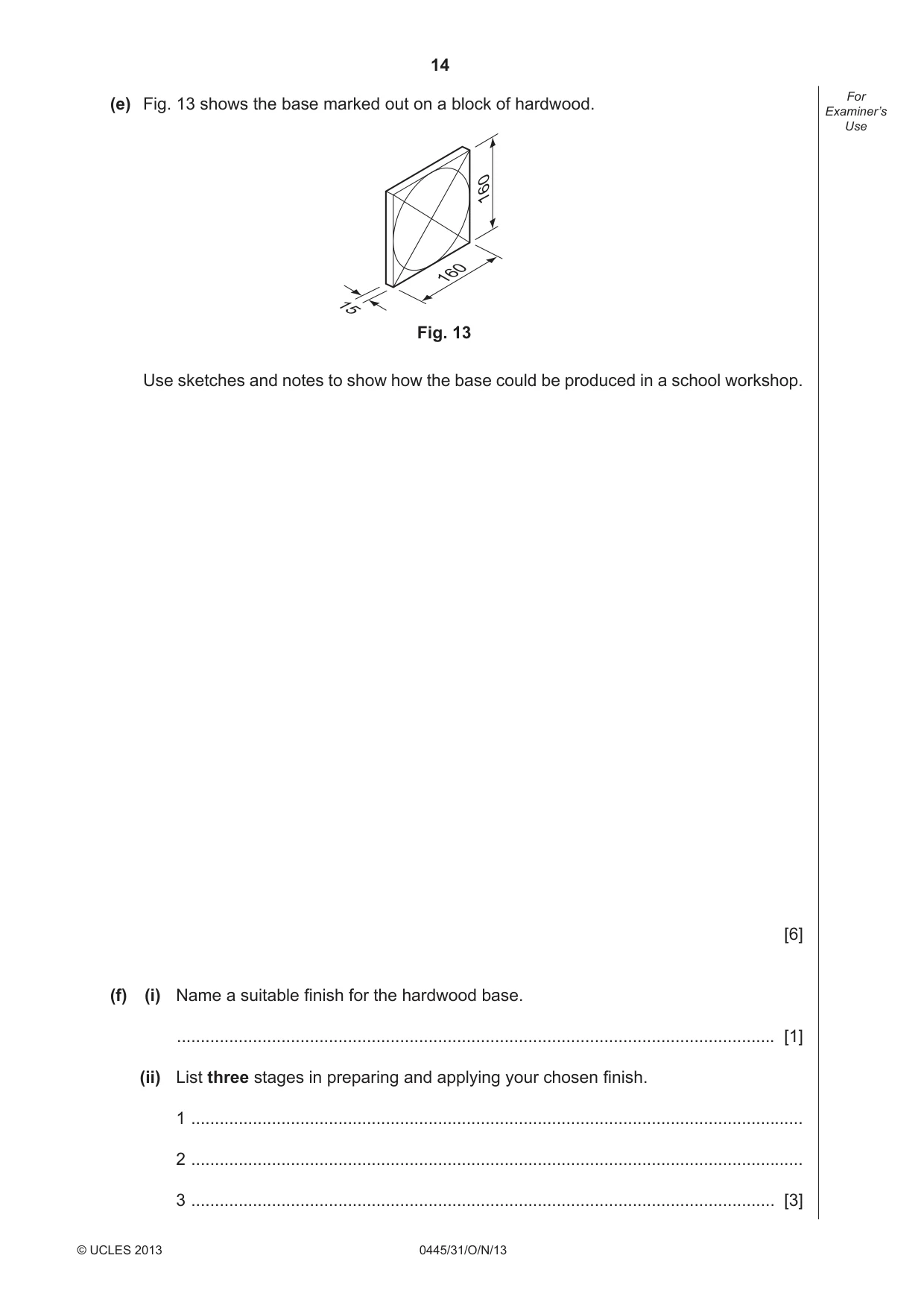Cambridge IGCSE Design and Technology 0445 2013 Oct/Nov Paper 3 · Variant 1 question paper, page 14 of 16