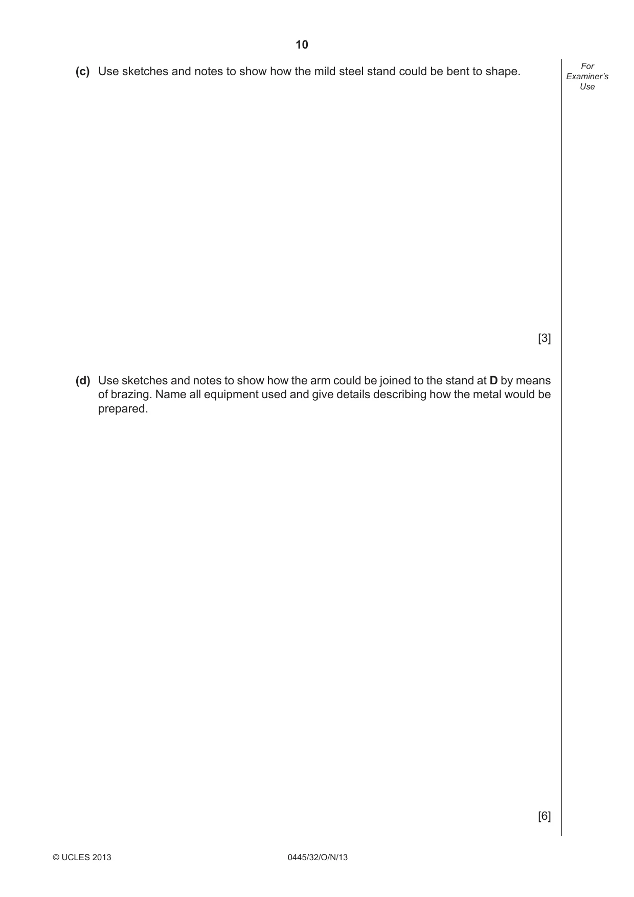 Cambridge IGCSE Design and Technology 0445 2013 Oct/Nov Paper 3 · Variant 2 question paper, page 10 of 16