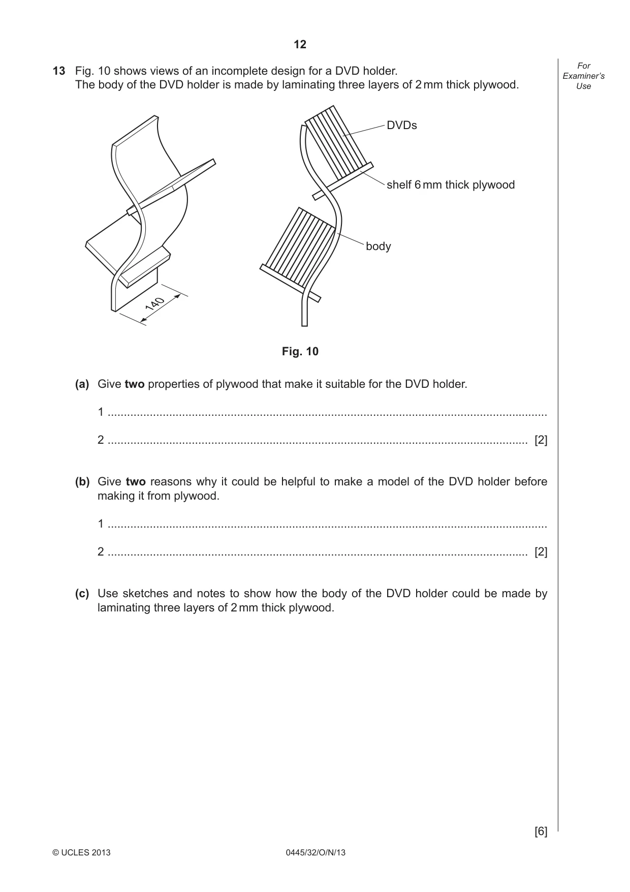 Cambridge IGCSE Design and Technology 0445 2013 Oct/Nov Paper 3 · Variant 2 question paper, page 12 of 16