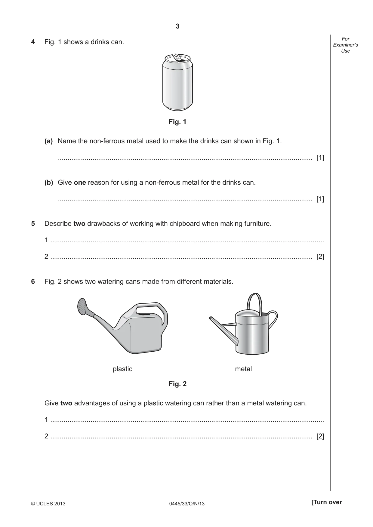 Cambridge IGCSE Design and Technology 0445 2013 Oct/Nov Paper 3 · Variant 3 question paper, page 3 of 16