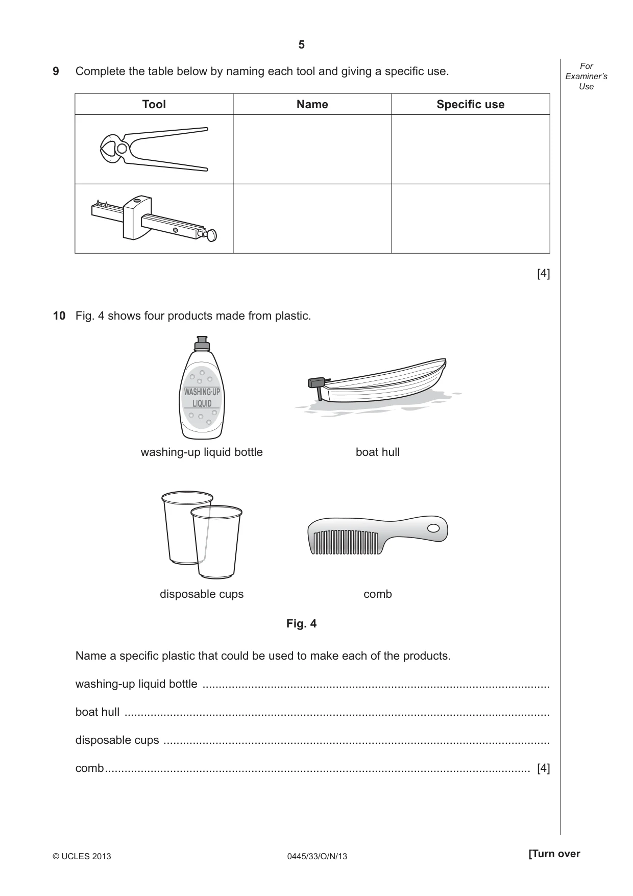 Cambridge IGCSE Design and Technology 0445 2013 Oct/Nov Paper 3 · Variant 3 question paper, page 5 of 16