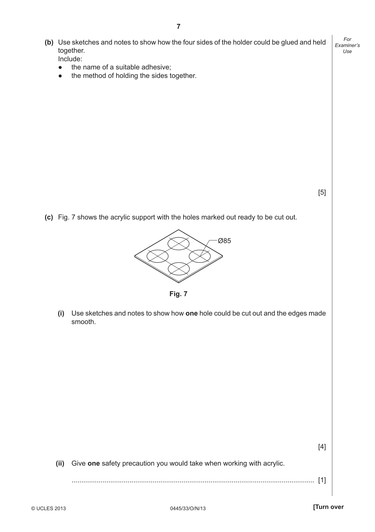 Cambridge IGCSE Design and Technology 0445 2013 Oct/Nov Paper 3 · Variant 3 question paper, page 7 of 16