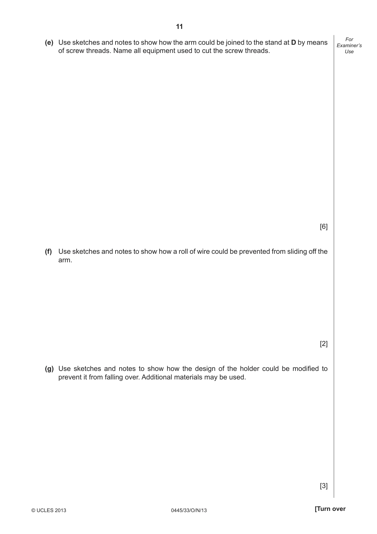 Cambridge IGCSE Design and Technology 0445 2013 Oct/Nov Paper 3 · Variant 3 question paper, page 11 of 16