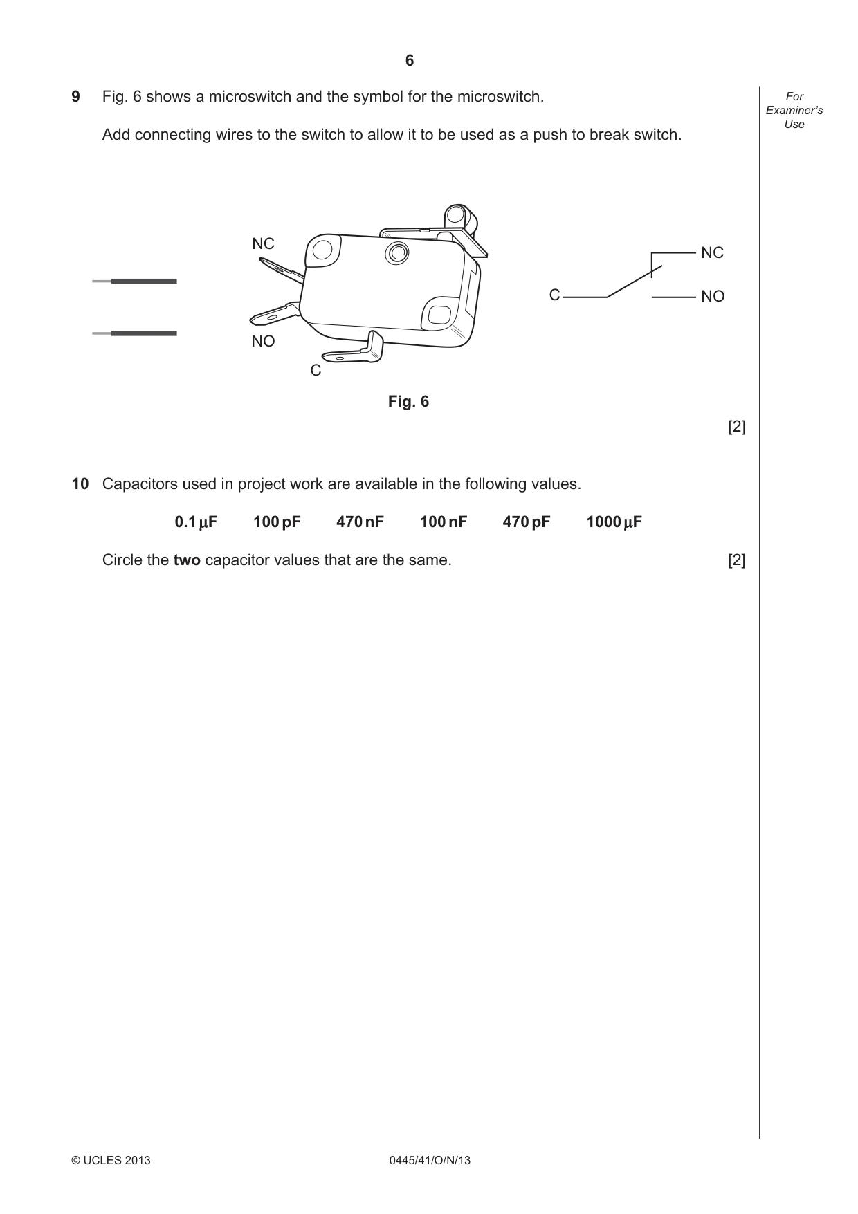 Cambridge IGCSE Design and Technology 0445 2013 Oct/Nov Paper 4 · Variant 1 question paper, page 6 of 20