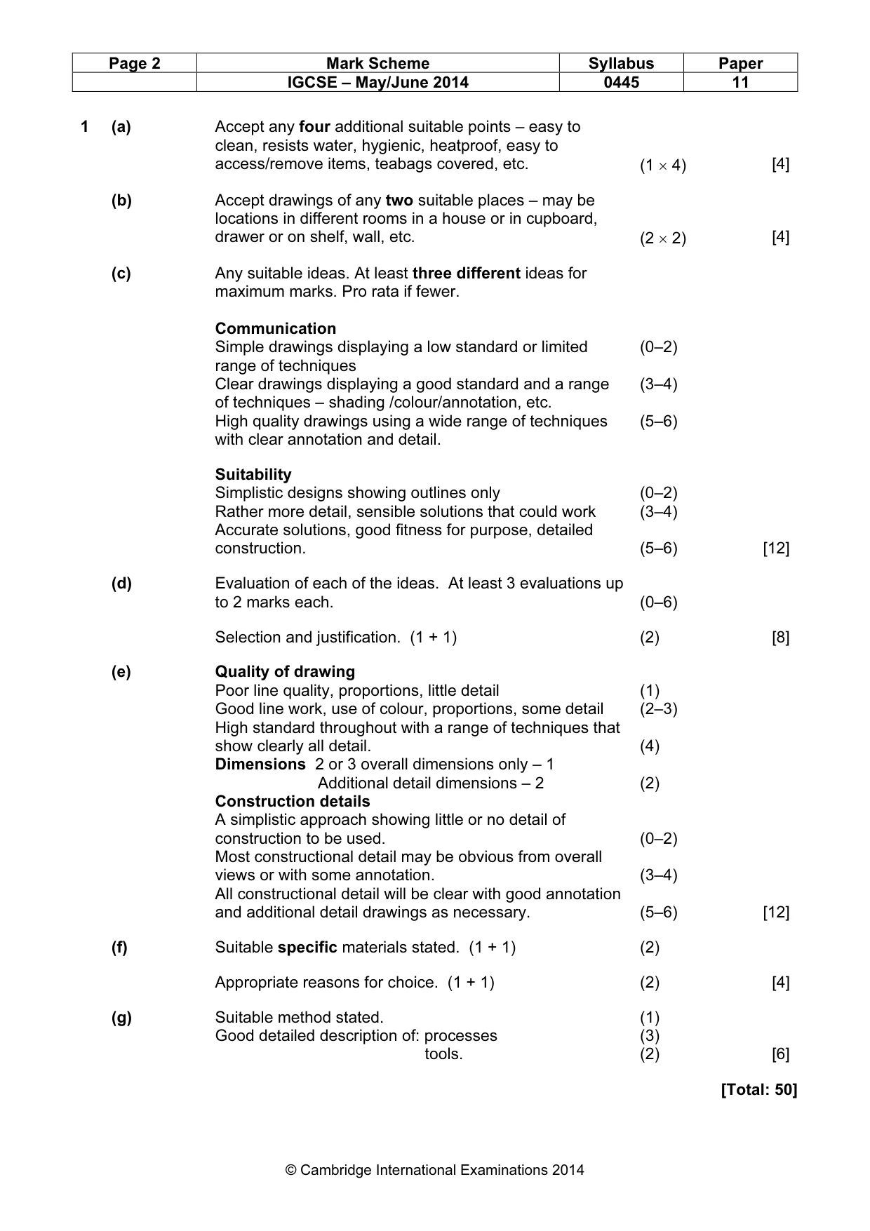 Mark scheme, page 2 of 4