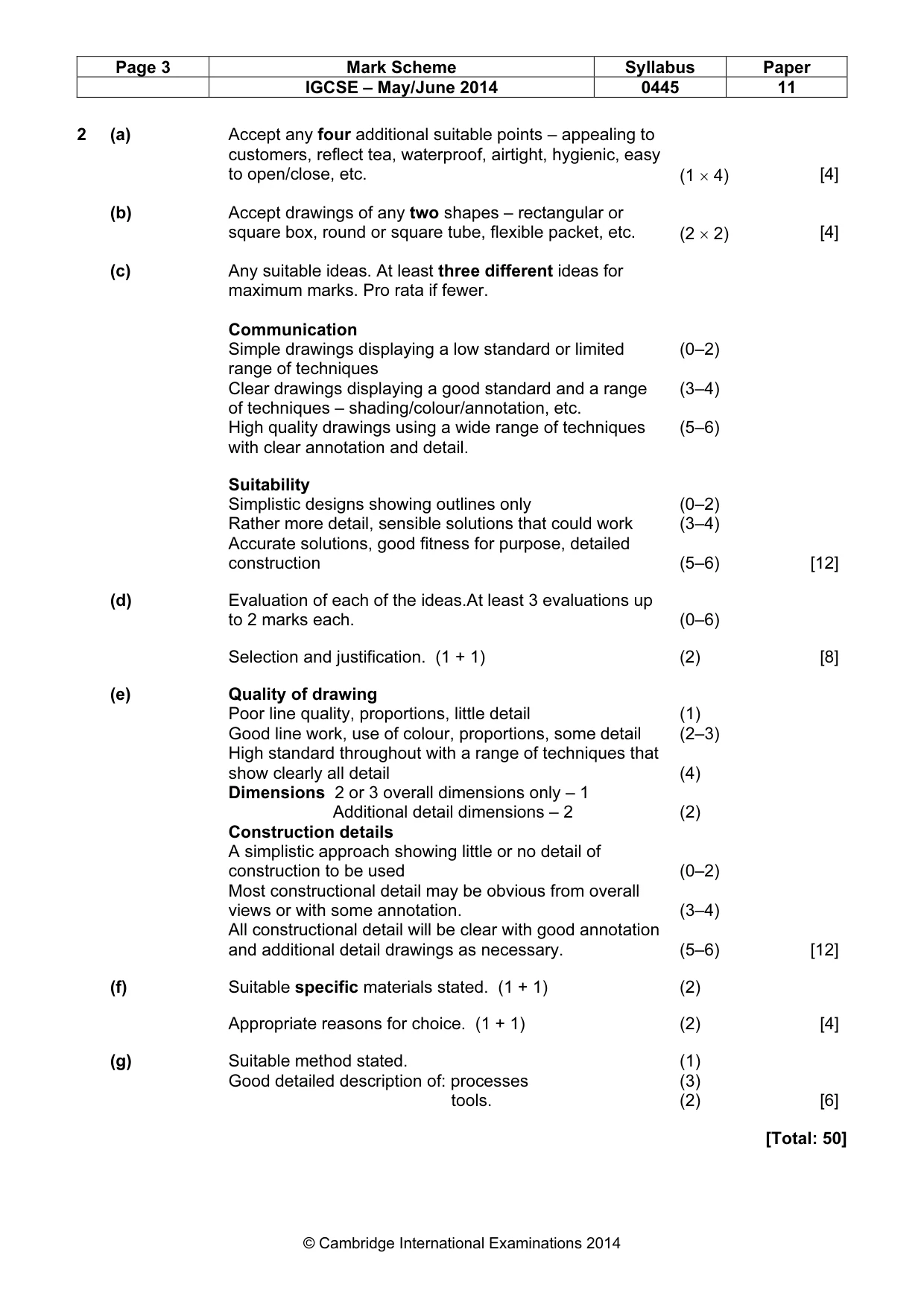 Mark scheme, page 3 of 4