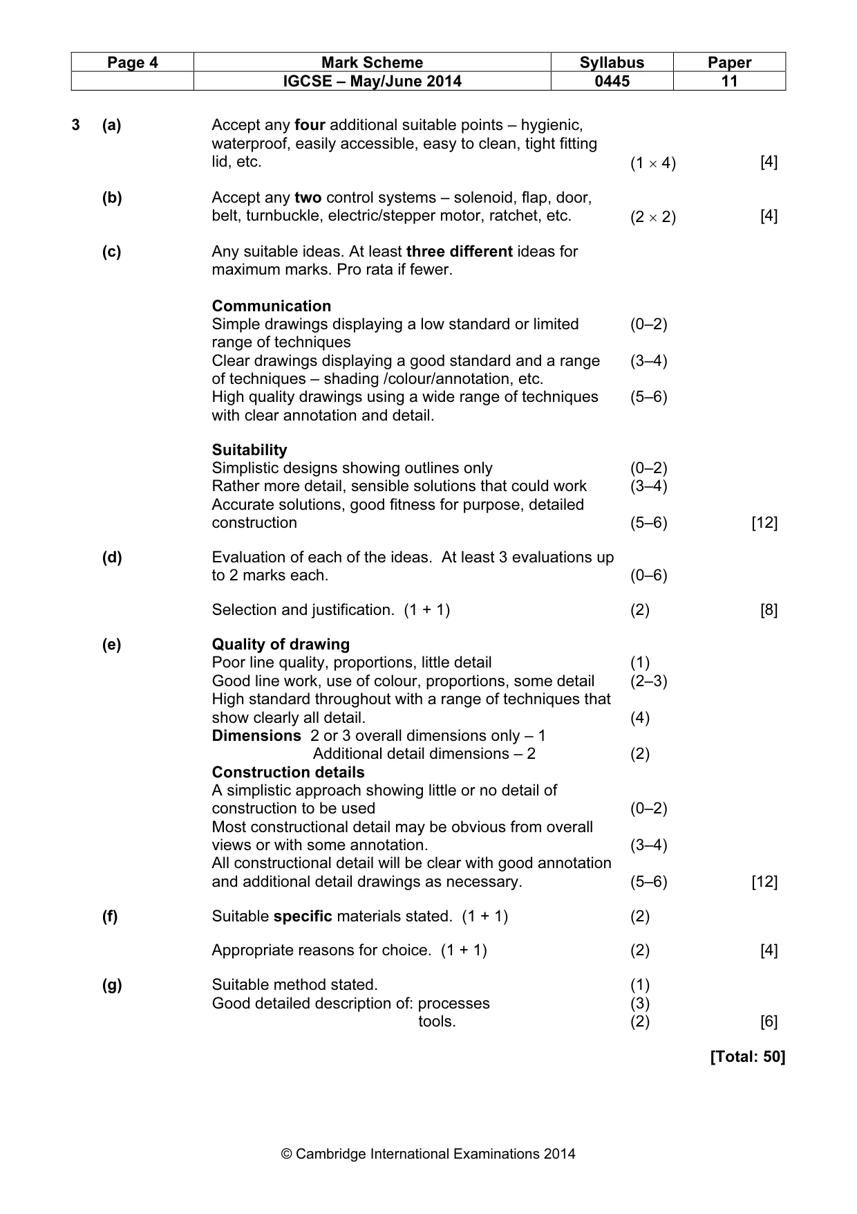 Mark scheme, page 4 of 4