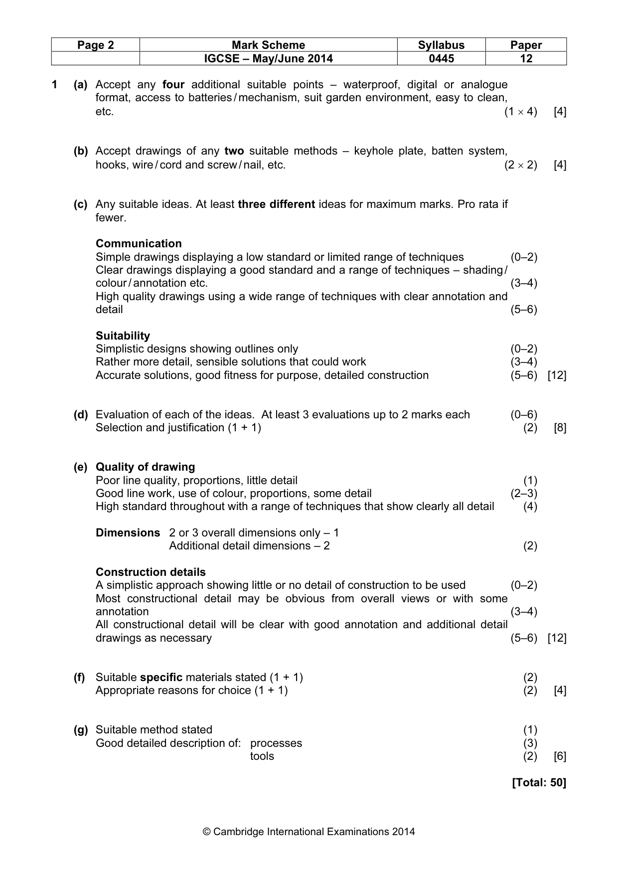Mark scheme, page 2 of 4