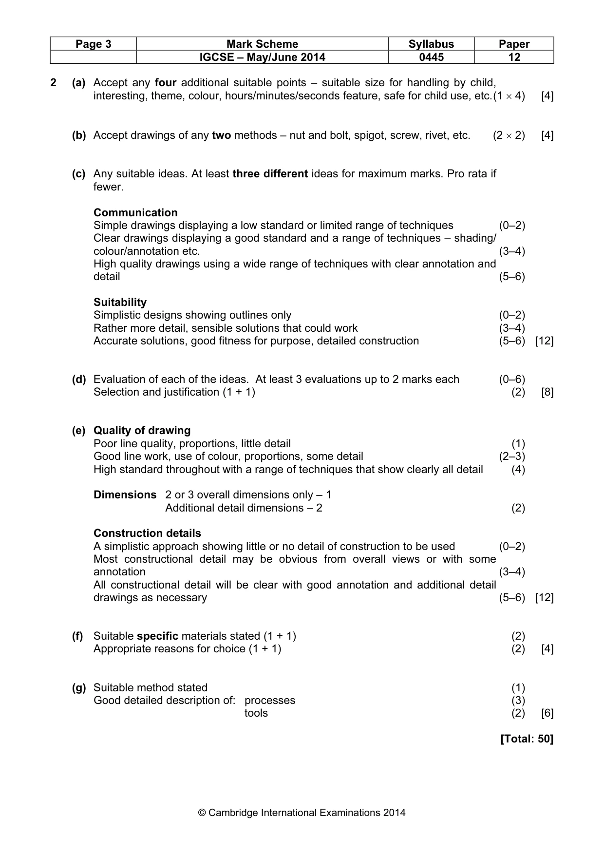 Mark scheme, page 3 of 4