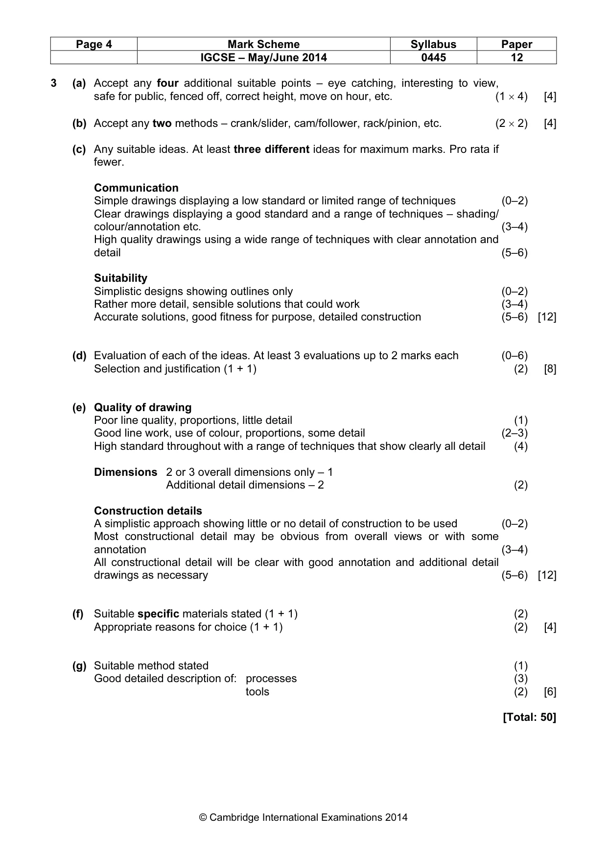 Mark scheme, page 4 of 4
