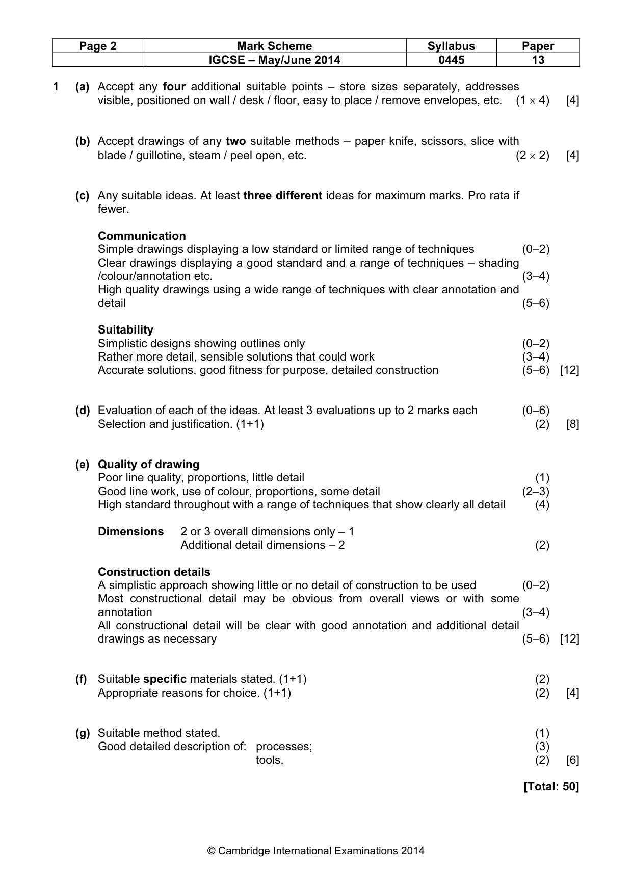 Mark scheme, page 2 of 4