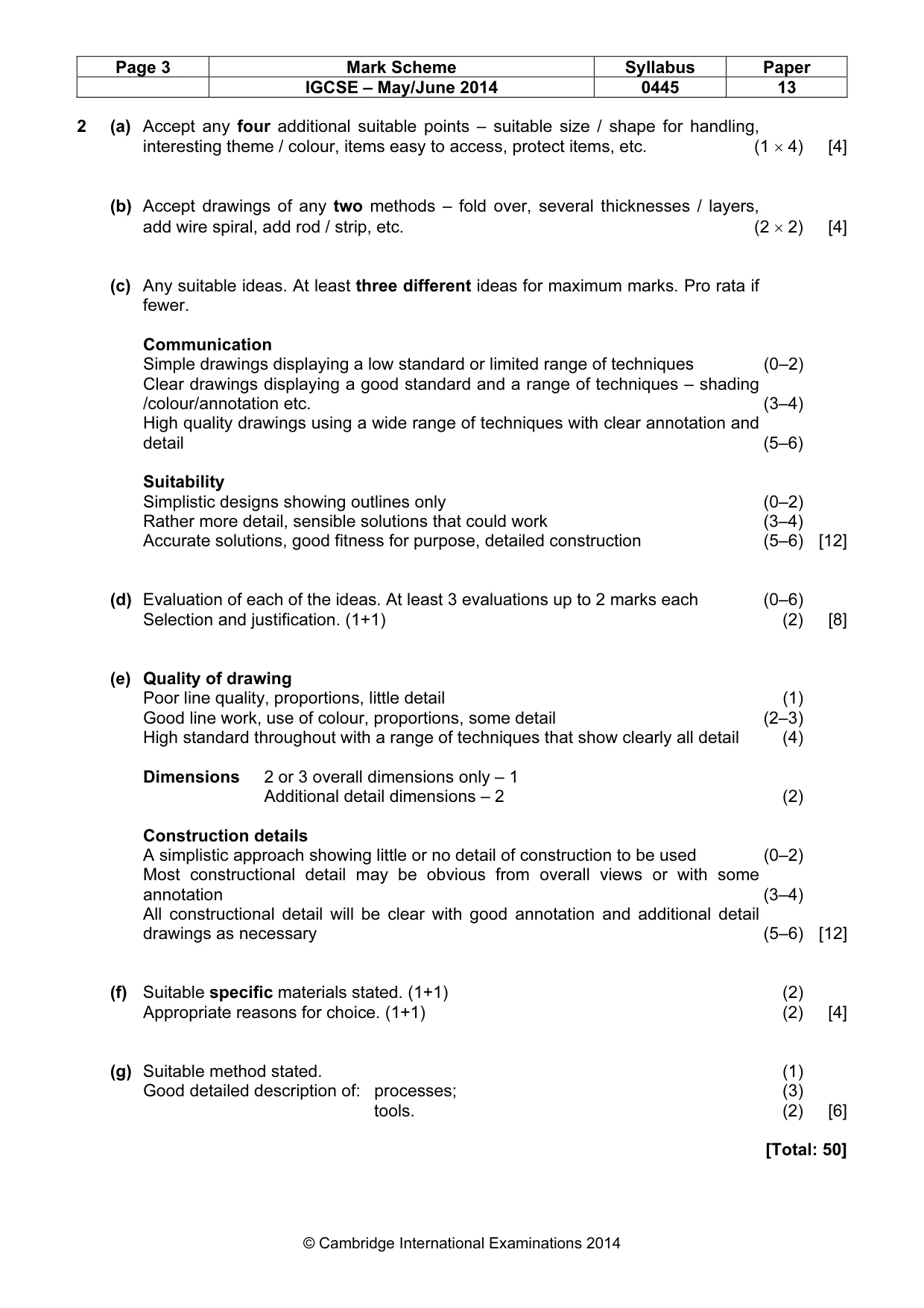 Mark scheme, page 3 of 4