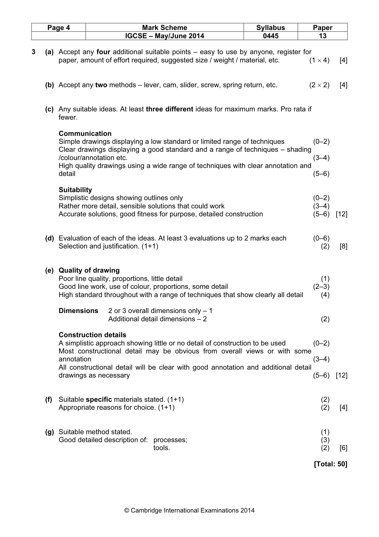 Mark scheme, page 4 of 4
