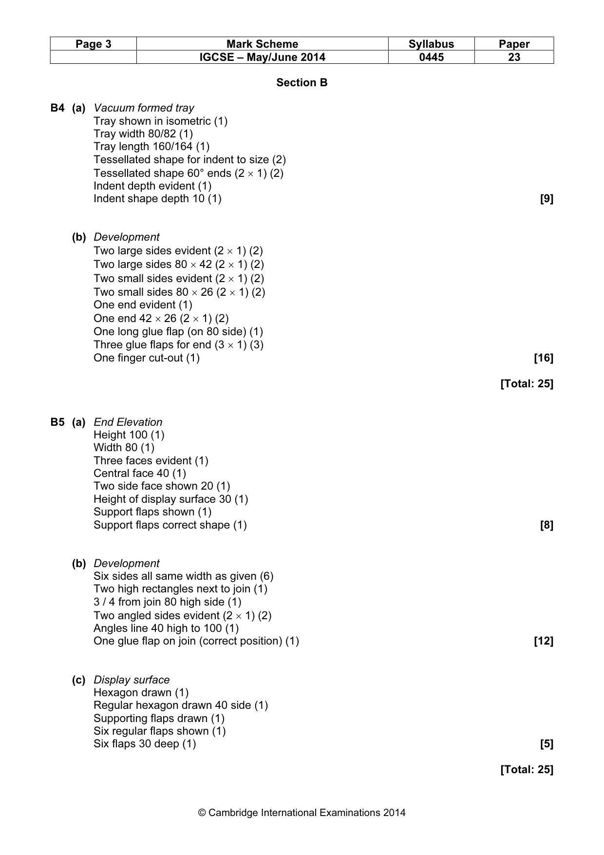 Mark scheme, page 3 of 3