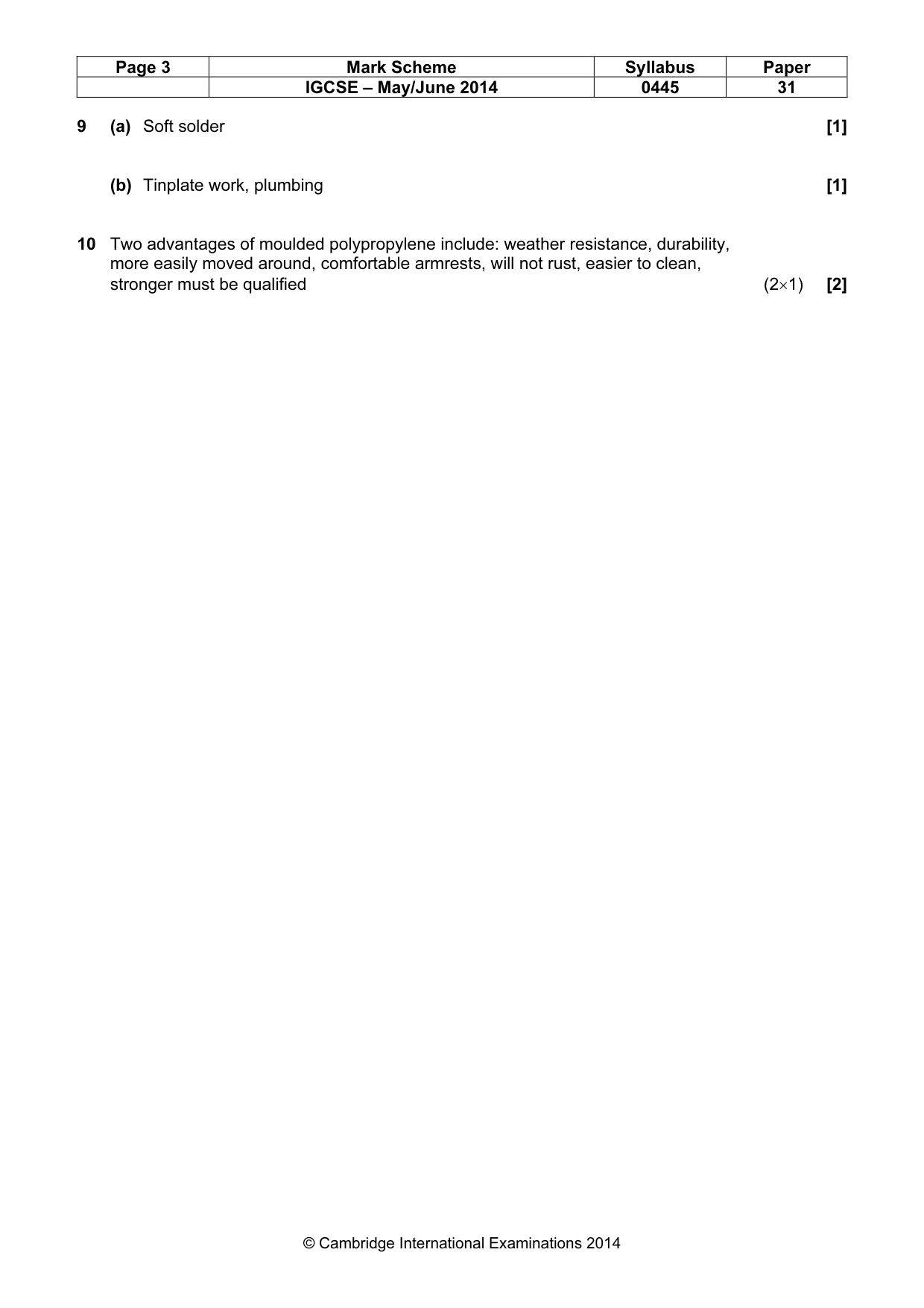 Mark scheme, page 3 of 6