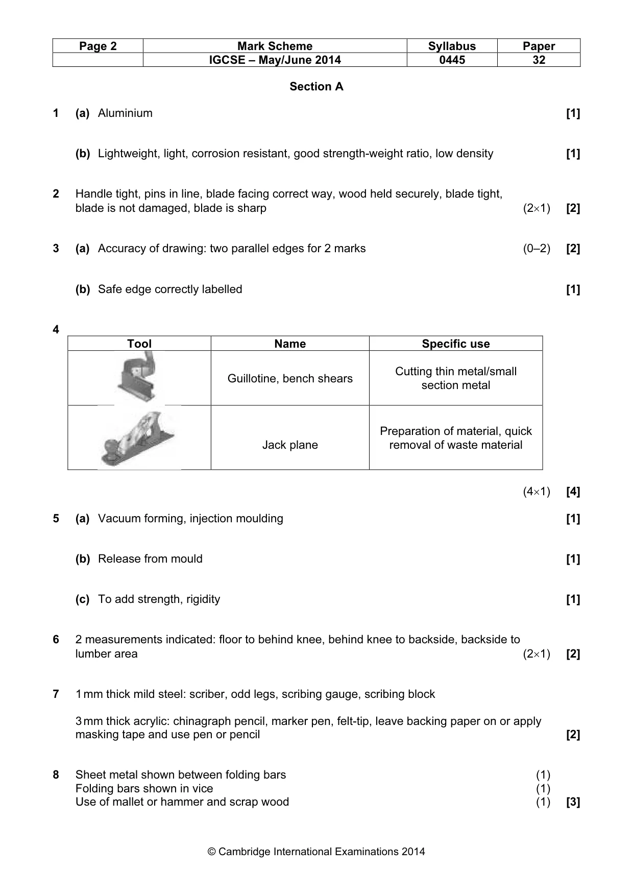 Mark scheme, page 2 of 6
