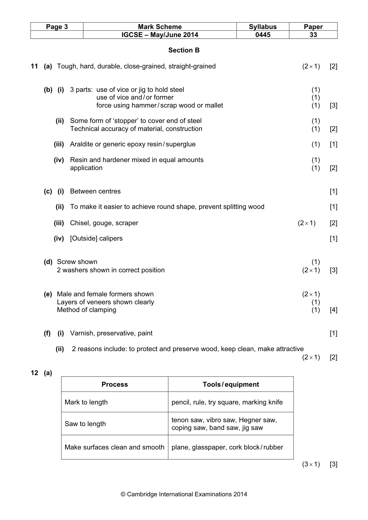 Mark scheme, page 3 of 5