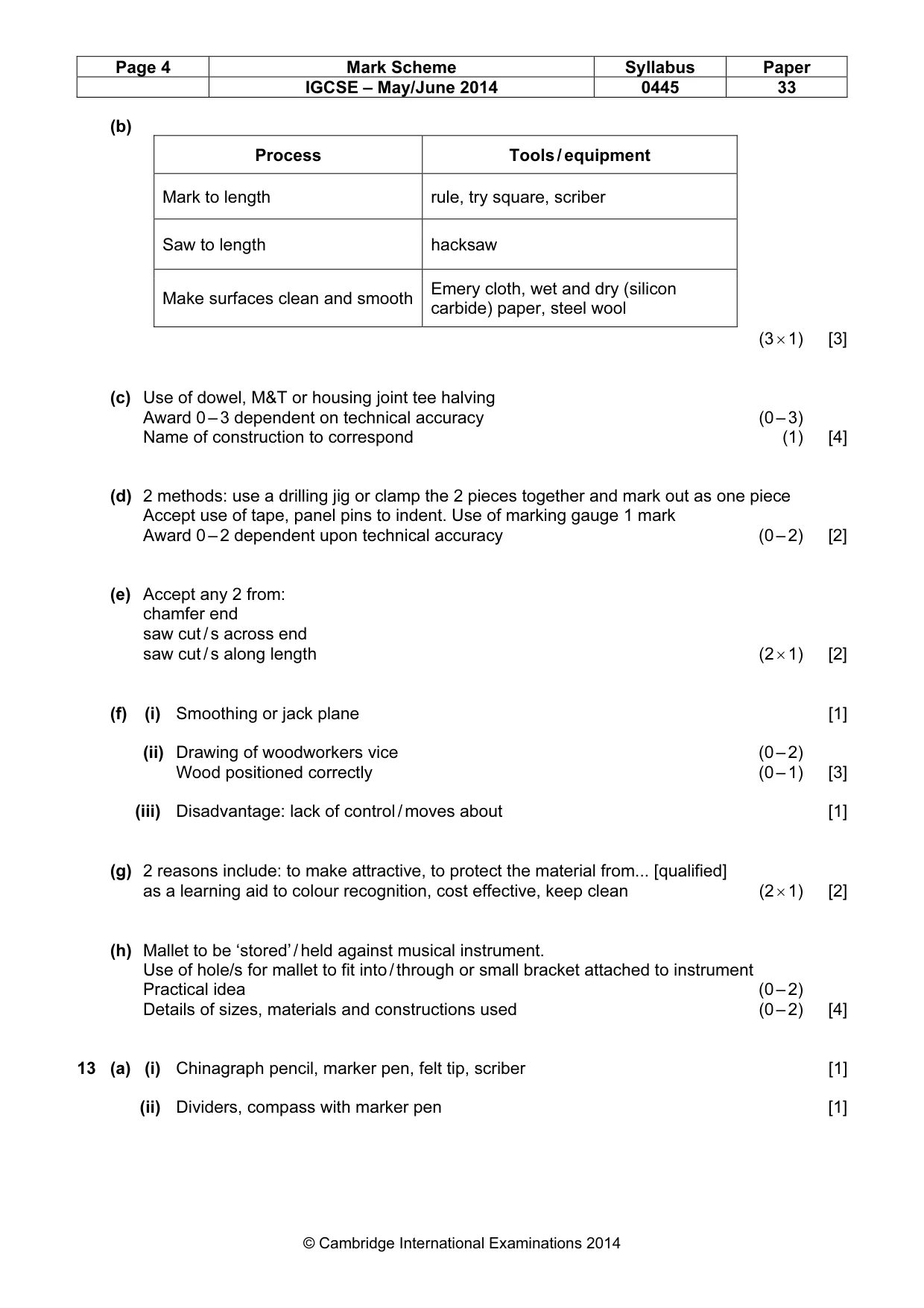 Mark scheme, page 4 of 5