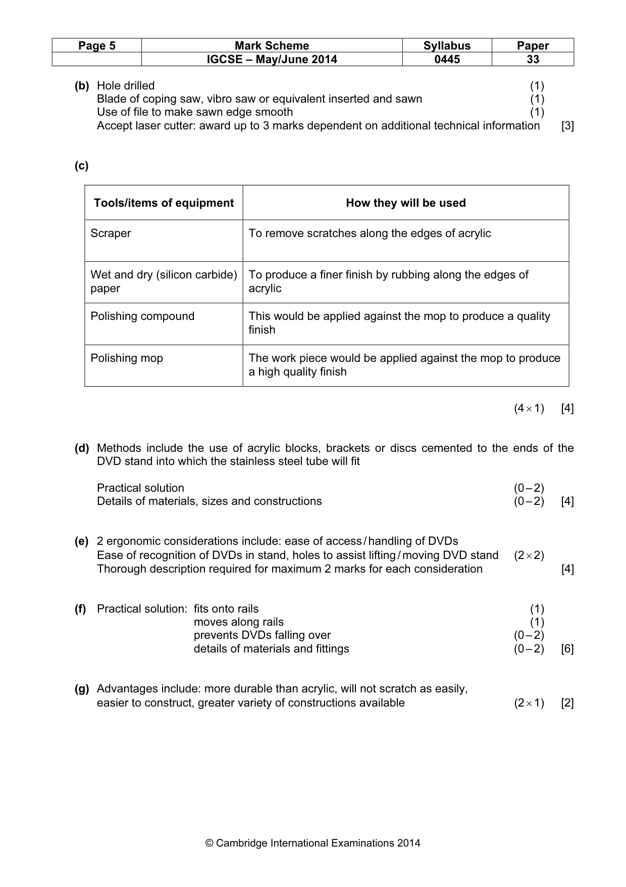 Mark scheme, page 5 of 5