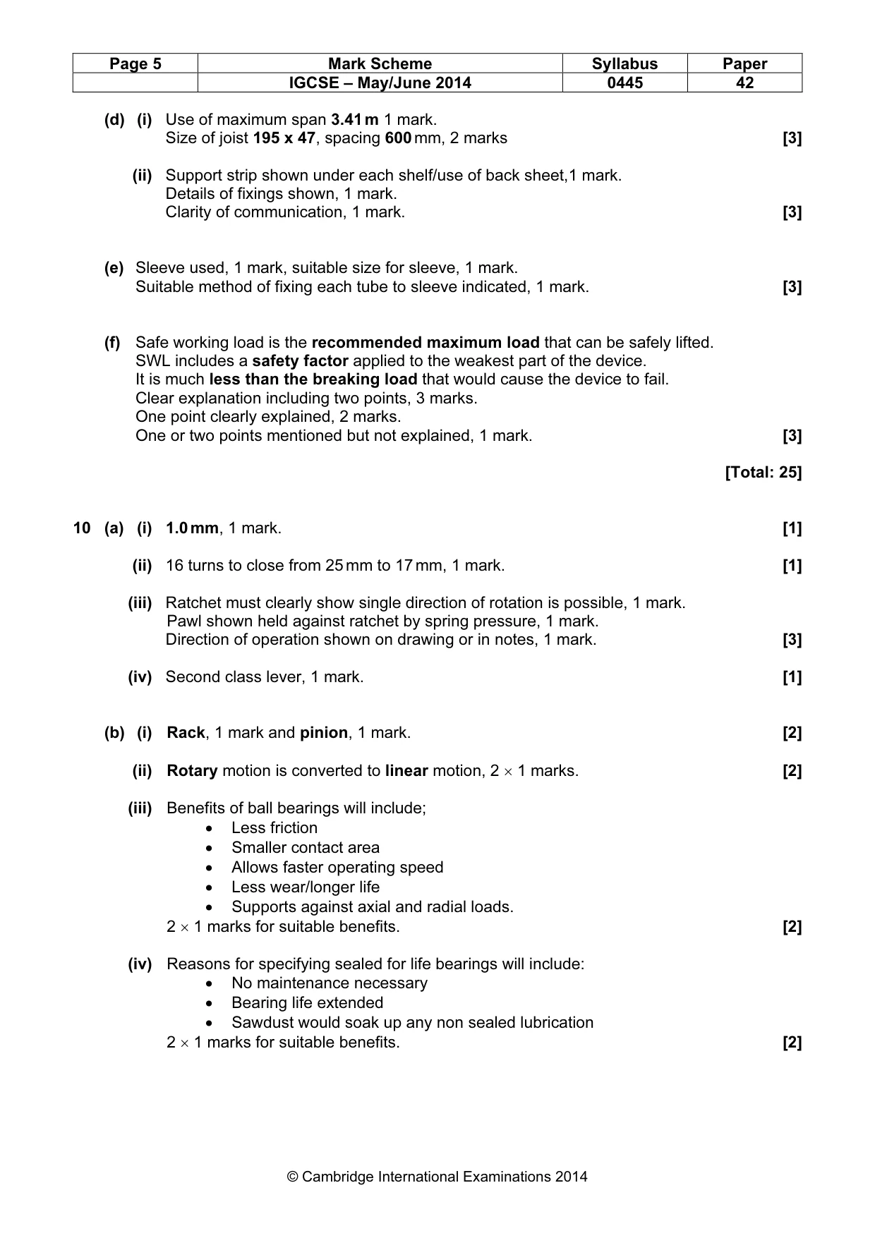Mark scheme, page 5 of 8