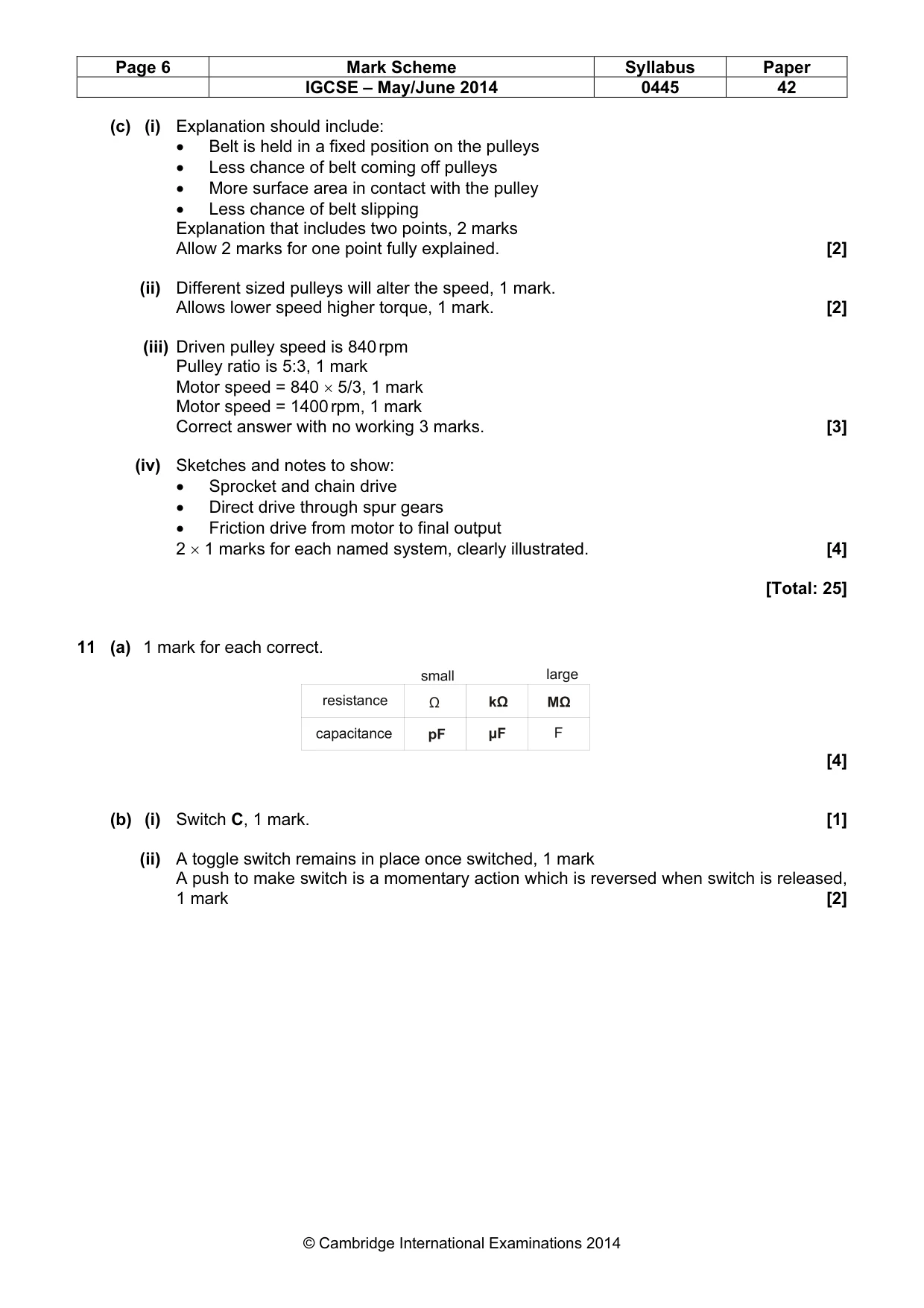 Mark scheme, page 6 of 8