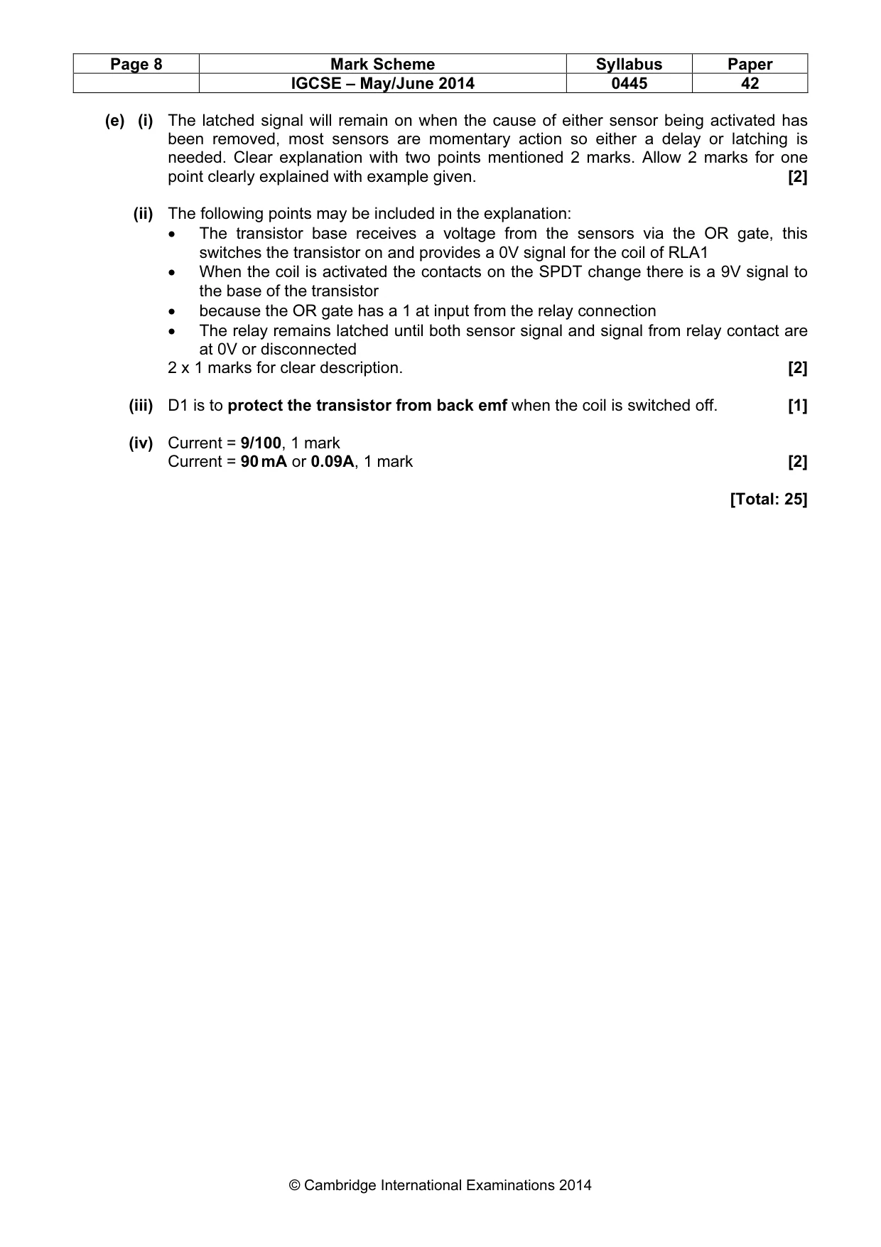 Mark scheme, page 8 of 8
