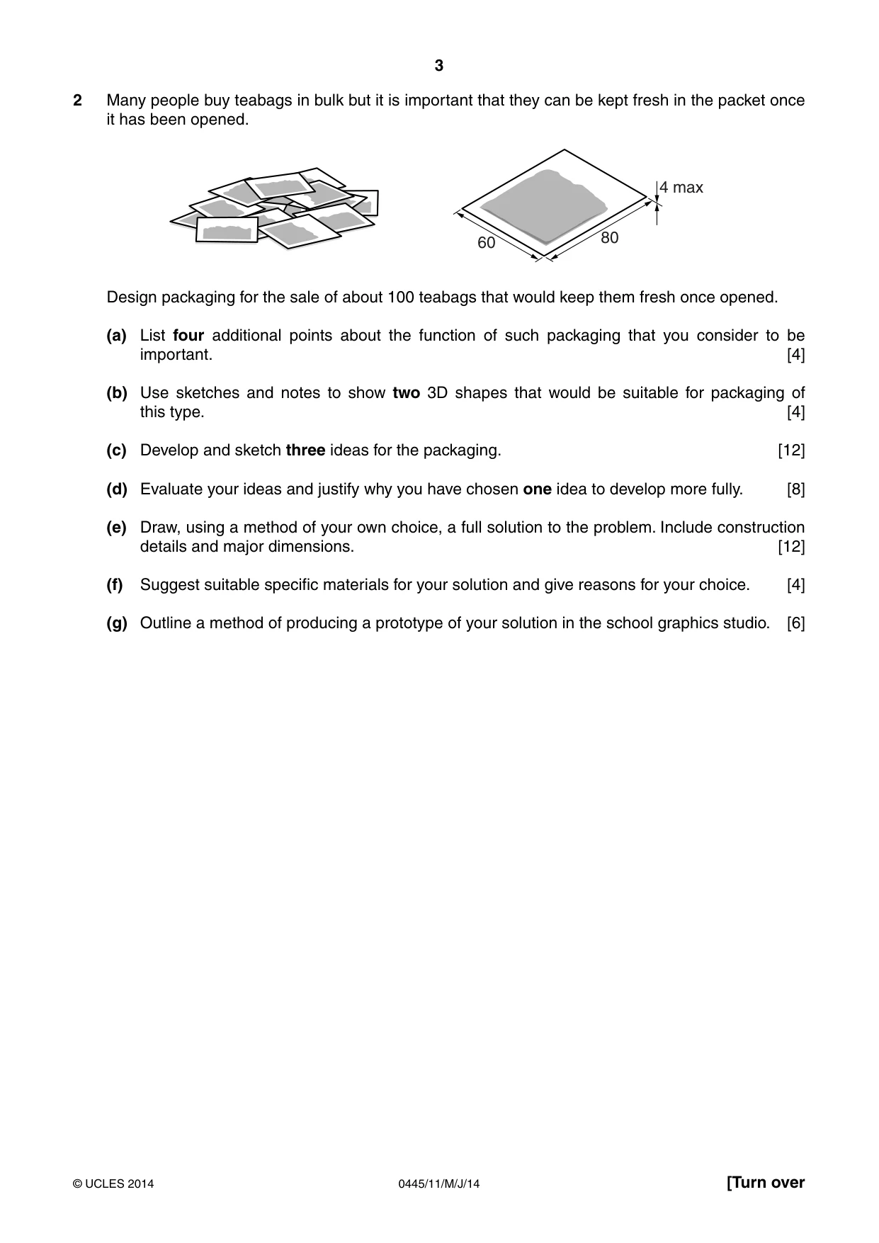 Cambridge IGCSE Design and Technology 0445 2014 May/June Paper 1 · Variant 1 question paper, page 3 of 4