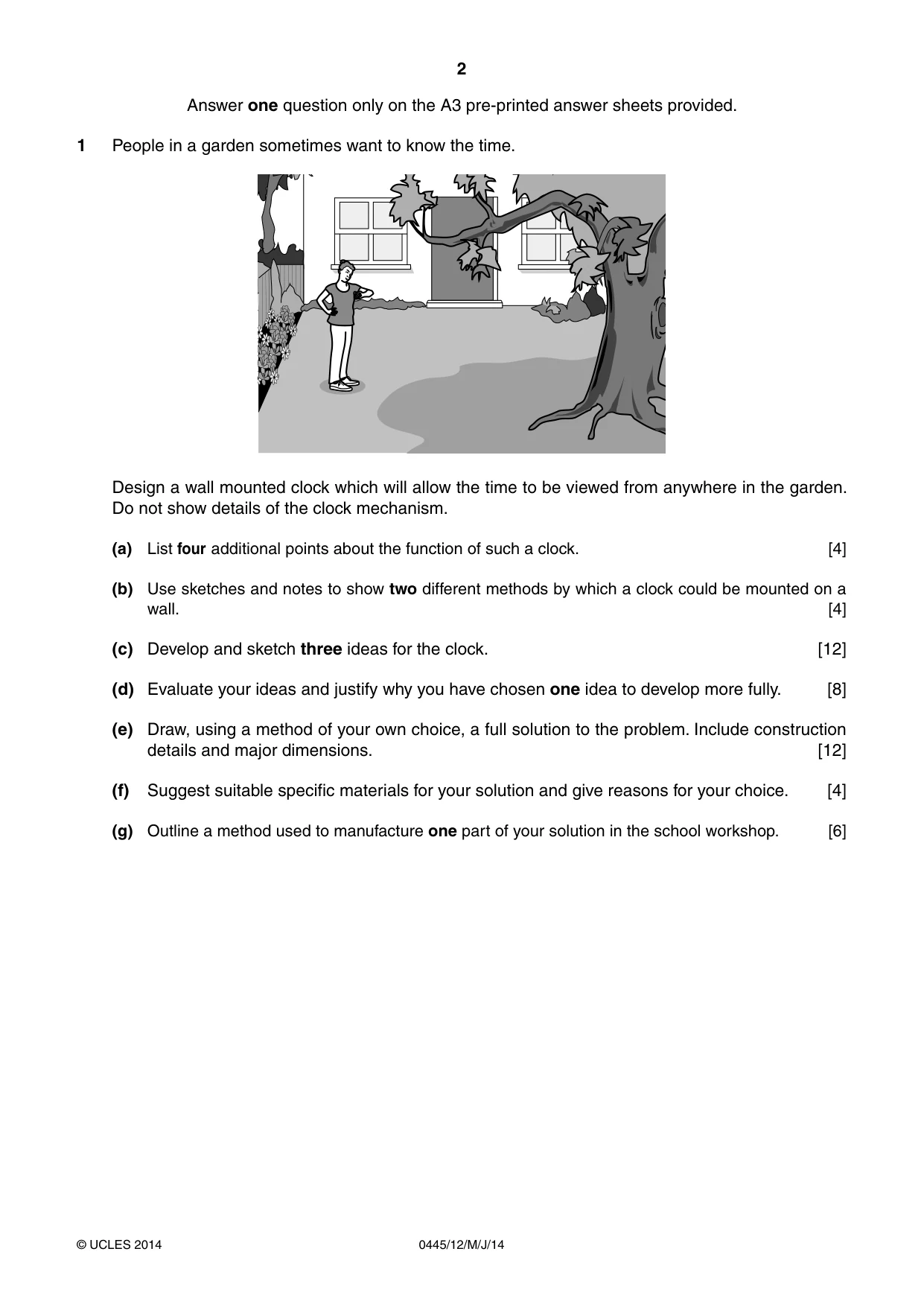 Cambridge IGCSE Design and Technology 0445 2014 May/June Paper 1 · Variant 2 question paper, page 2 of 4