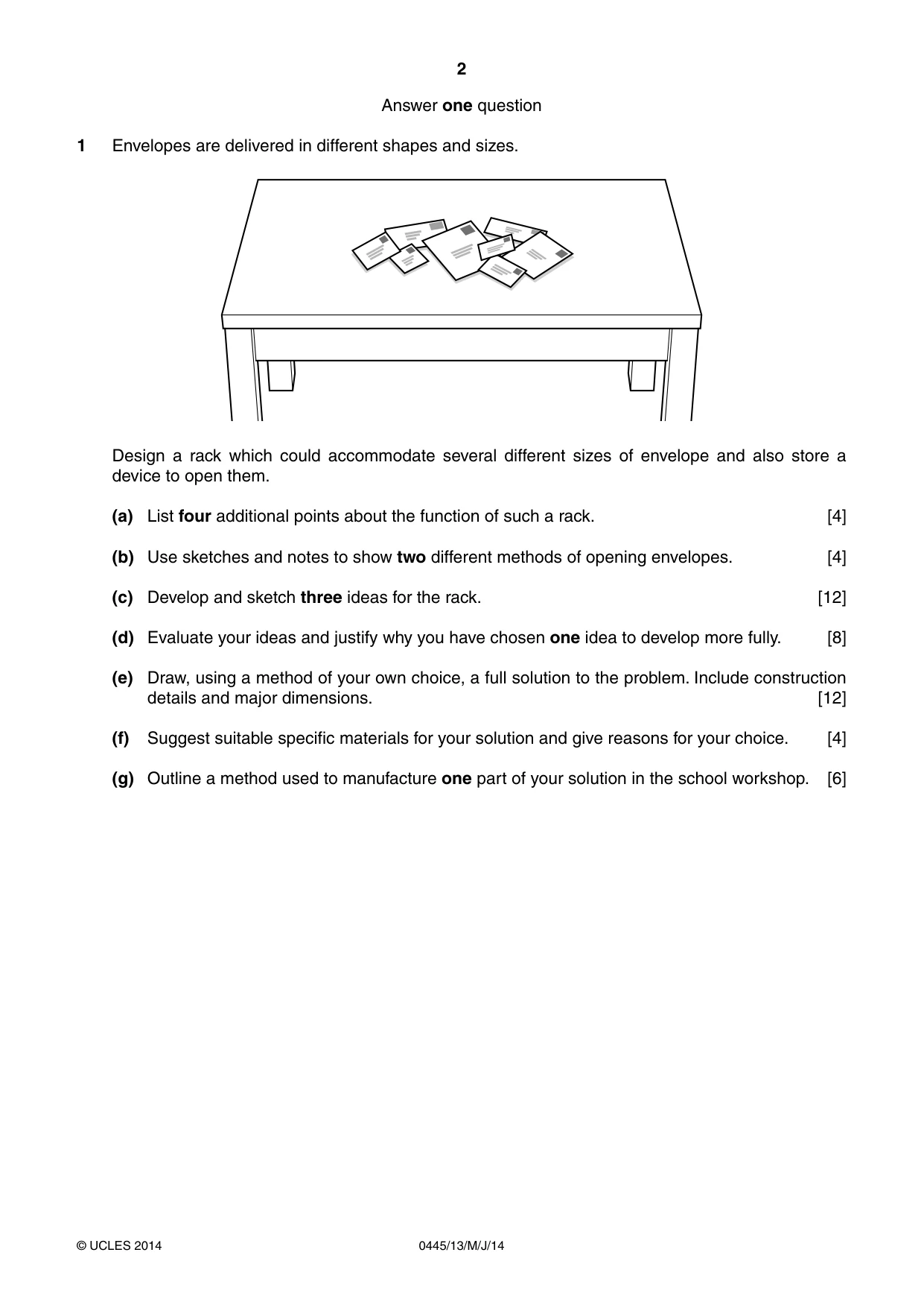 Cambridge IGCSE Design and Technology 0445 2014 May/June Paper 1 · Variant 3 question paper, page 2 of 4