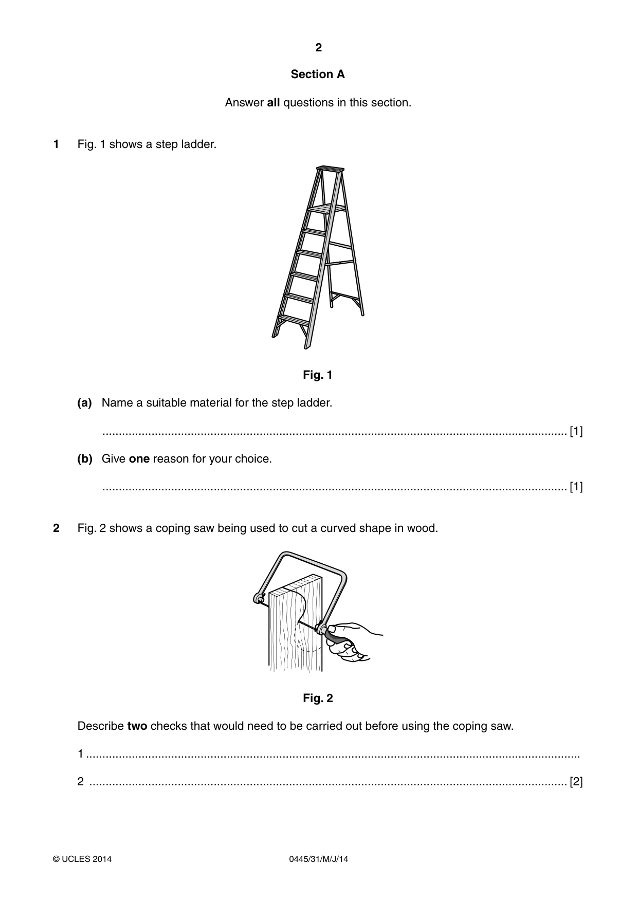 Cambridge IGCSE Design and Technology 0445 2014 May/June Paper 3 · Variant 1 question paper, page 2 of 16