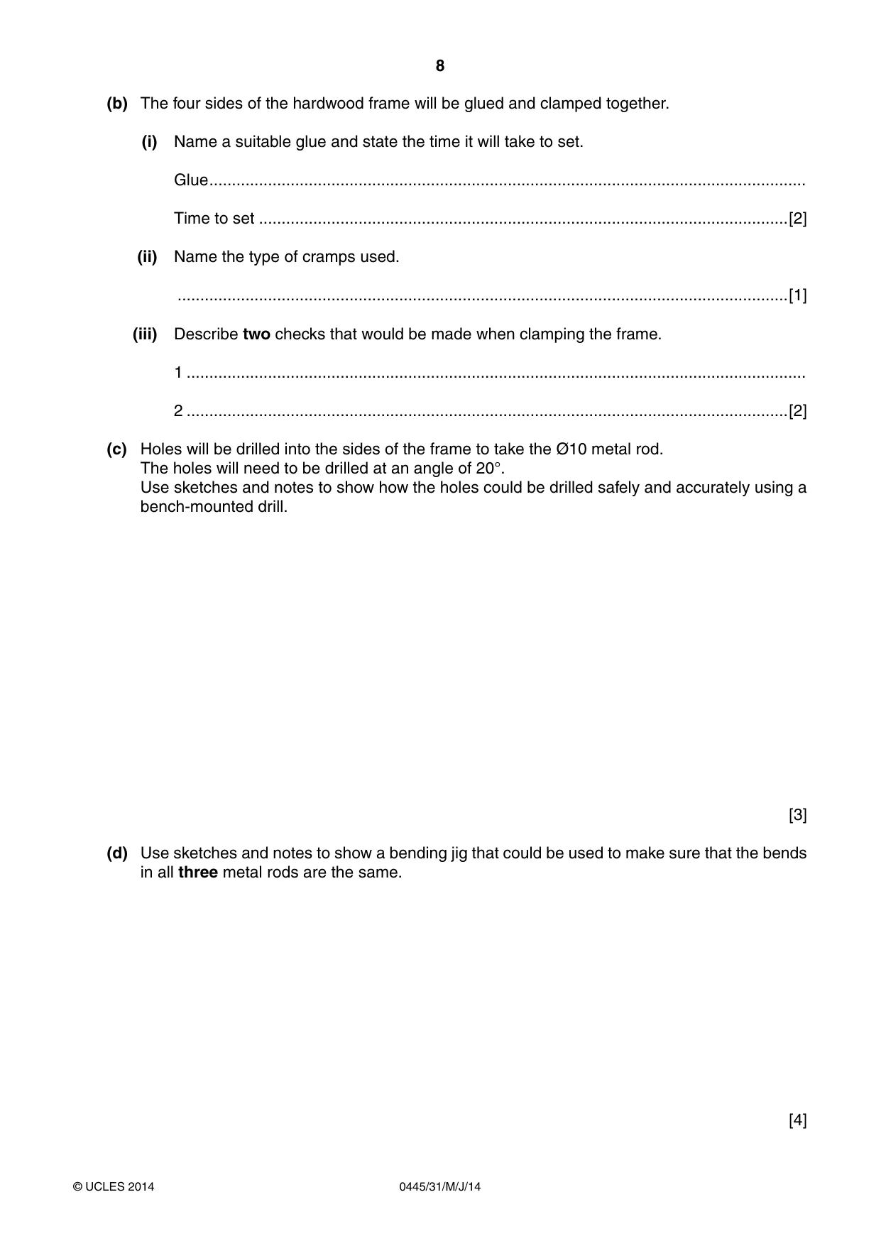 Cambridge IGCSE Design and Technology 0445 2014 May/June Paper 3 · Variant 1 question paper, page 8 of 16