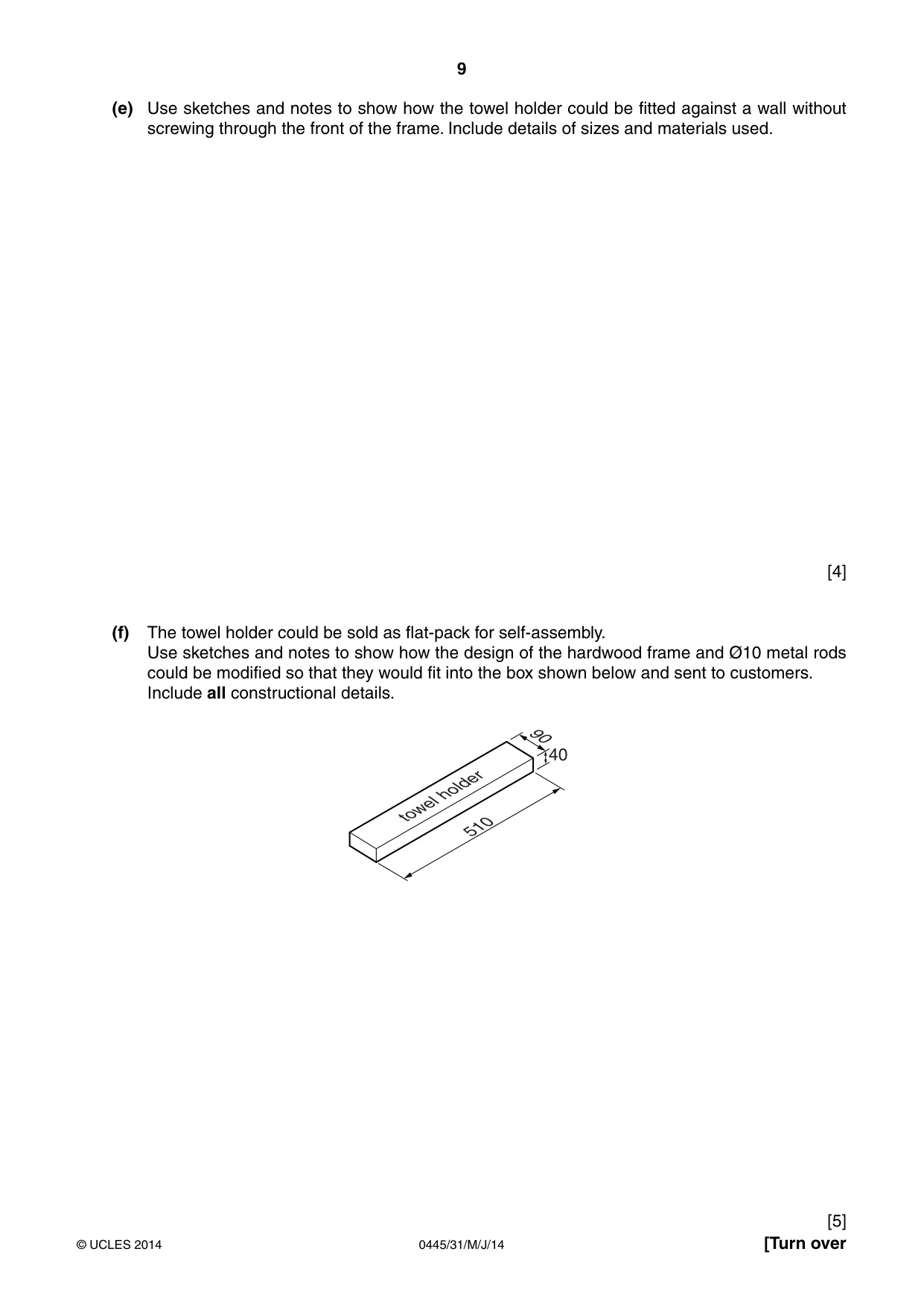 Cambridge IGCSE Design and Technology 0445 2014 May/June Paper 3 · Variant 1 question paper, page 9 of 16