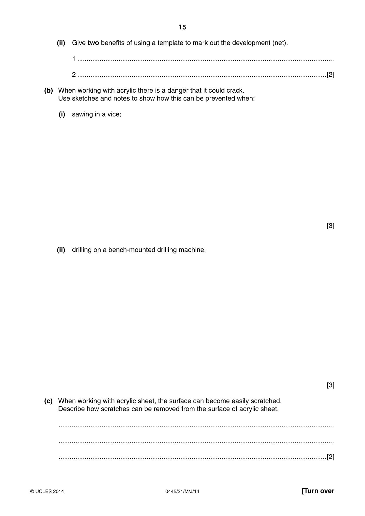 Cambridge IGCSE Design and Technology 0445 2014 May/June Paper 3 · Variant 1 question paper, page 15 of 16