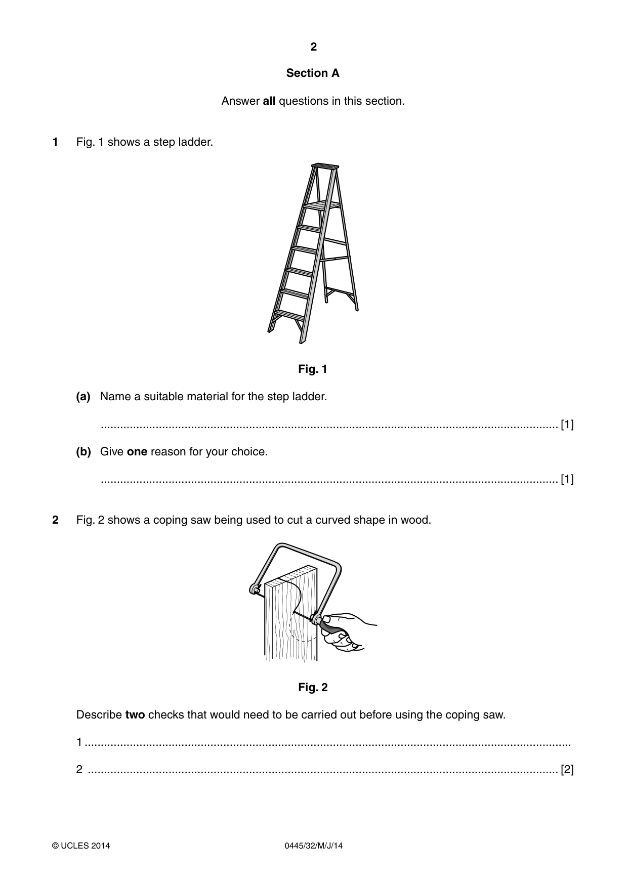 Cambridge IGCSE Design and Technology 0445 2014 May/June Paper 3 · Variant 2 question paper, page 2 of 16